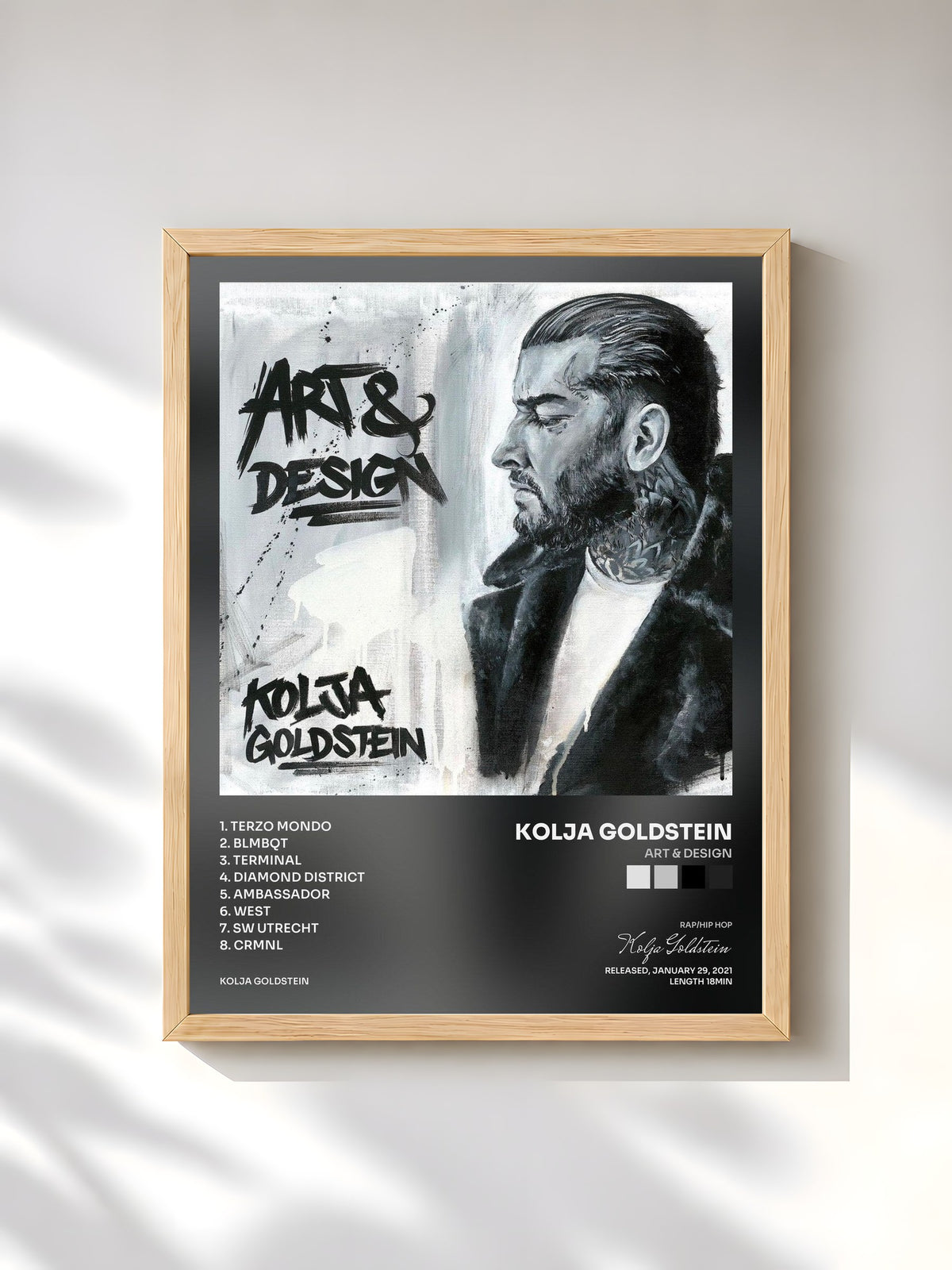 #bois Tableau de l'album Art & Design de Kolja Goldstein, cadre en bois brut, imprimé et encadré en France