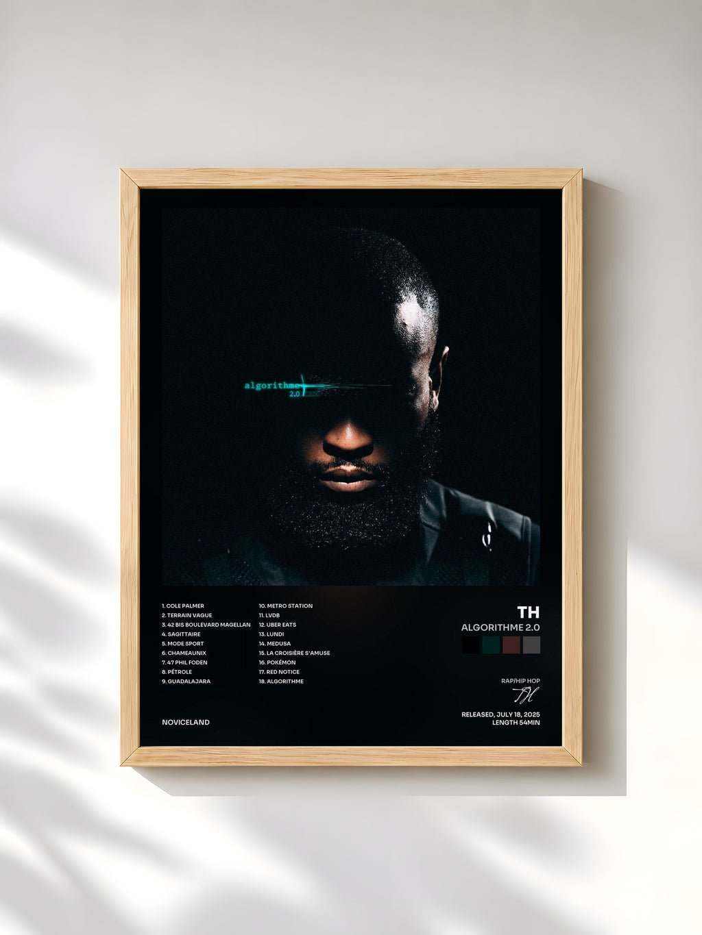 #bois Tableau de l'album ALGORITHME 2.0 de TH, cadre en bois brut, imprimé et encadré en France