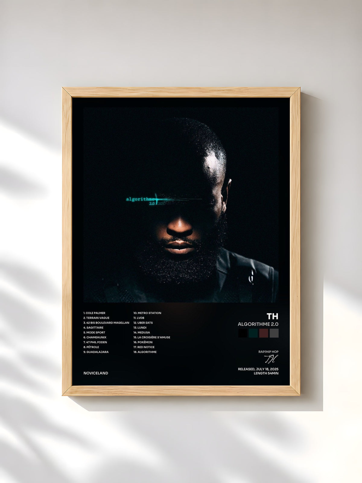 #bois Tableau de l'album ALGORITHME 2.0 de TH, cadre en bois brut, imprimé et encadré en France