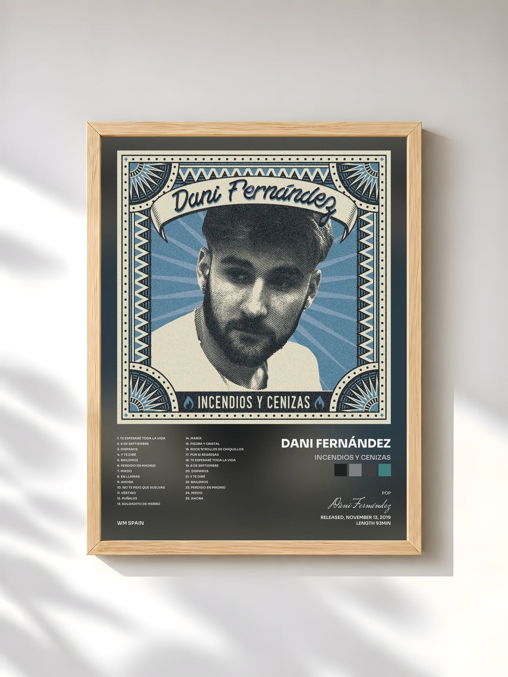 #bois Tableau de l'album Incendios y Cenizas de Dani Fernández, cadre en bois brut, imprimé et encadré en France