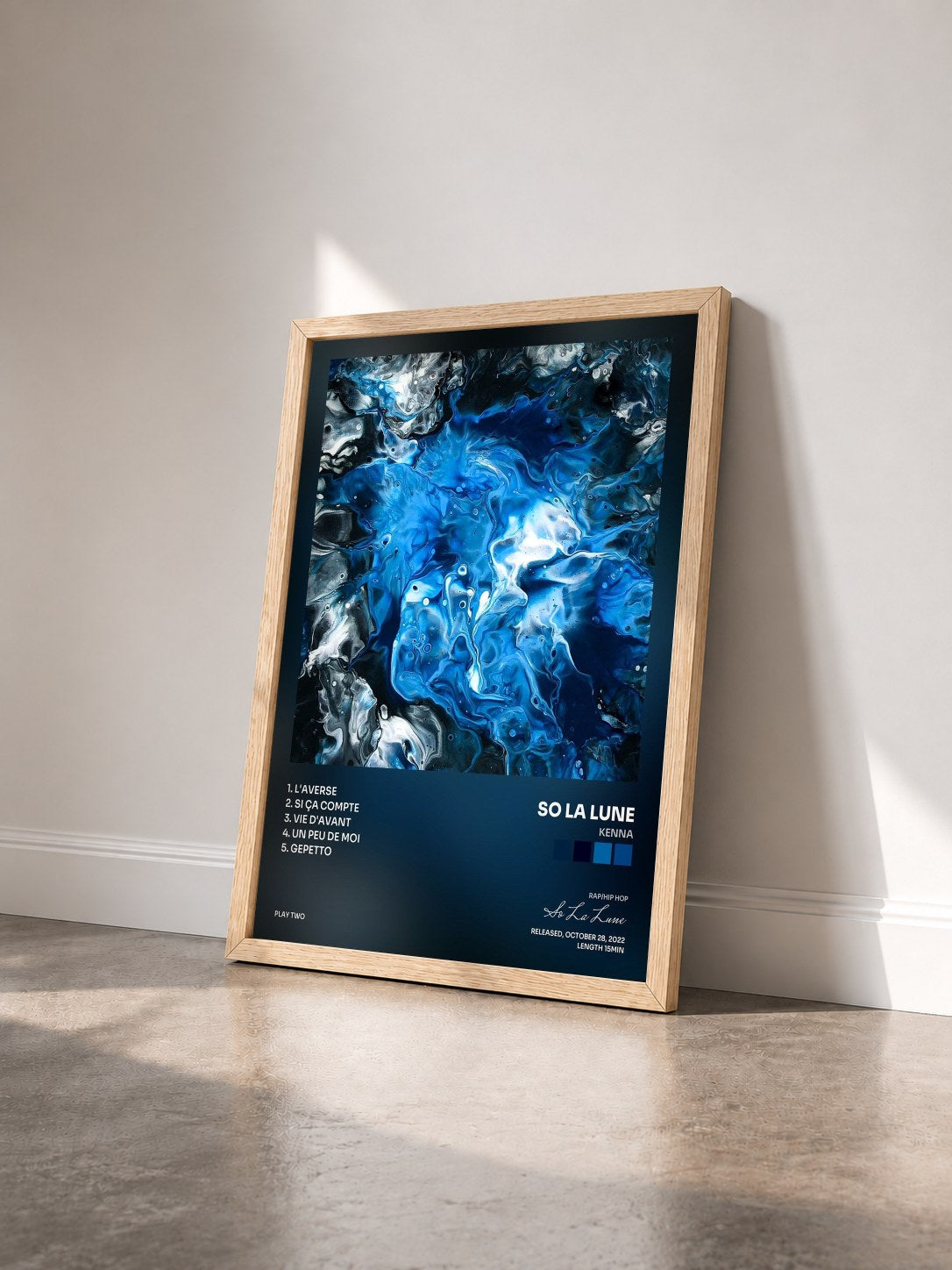 #bois Tableau de l'album Kenna de So La Lune vu de trois quarts, cadre en bois brut