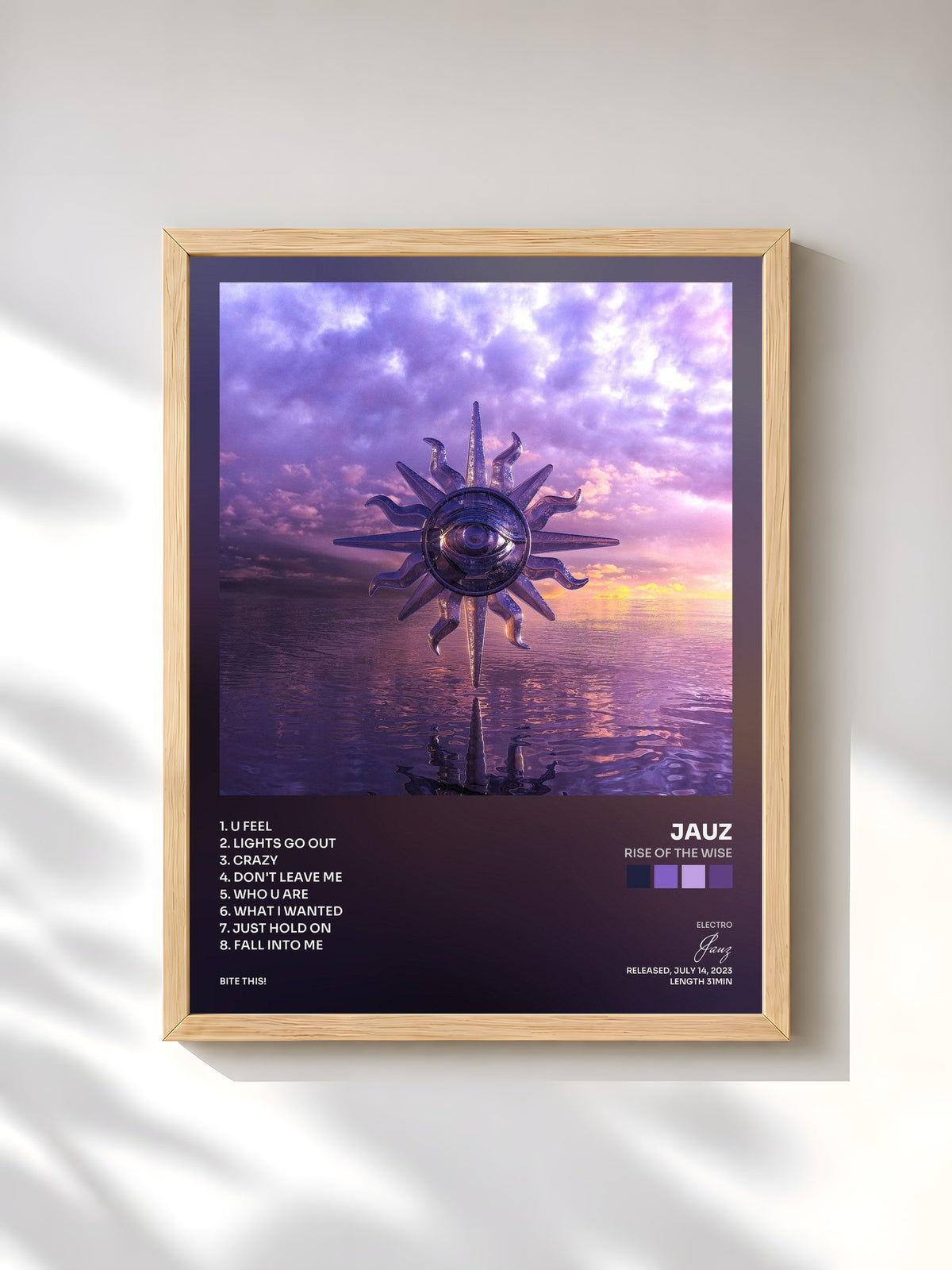 #bois Tableau de l'album Rise of The Wise de Jauz, cadre en bois brut, imprimé et encadré en France