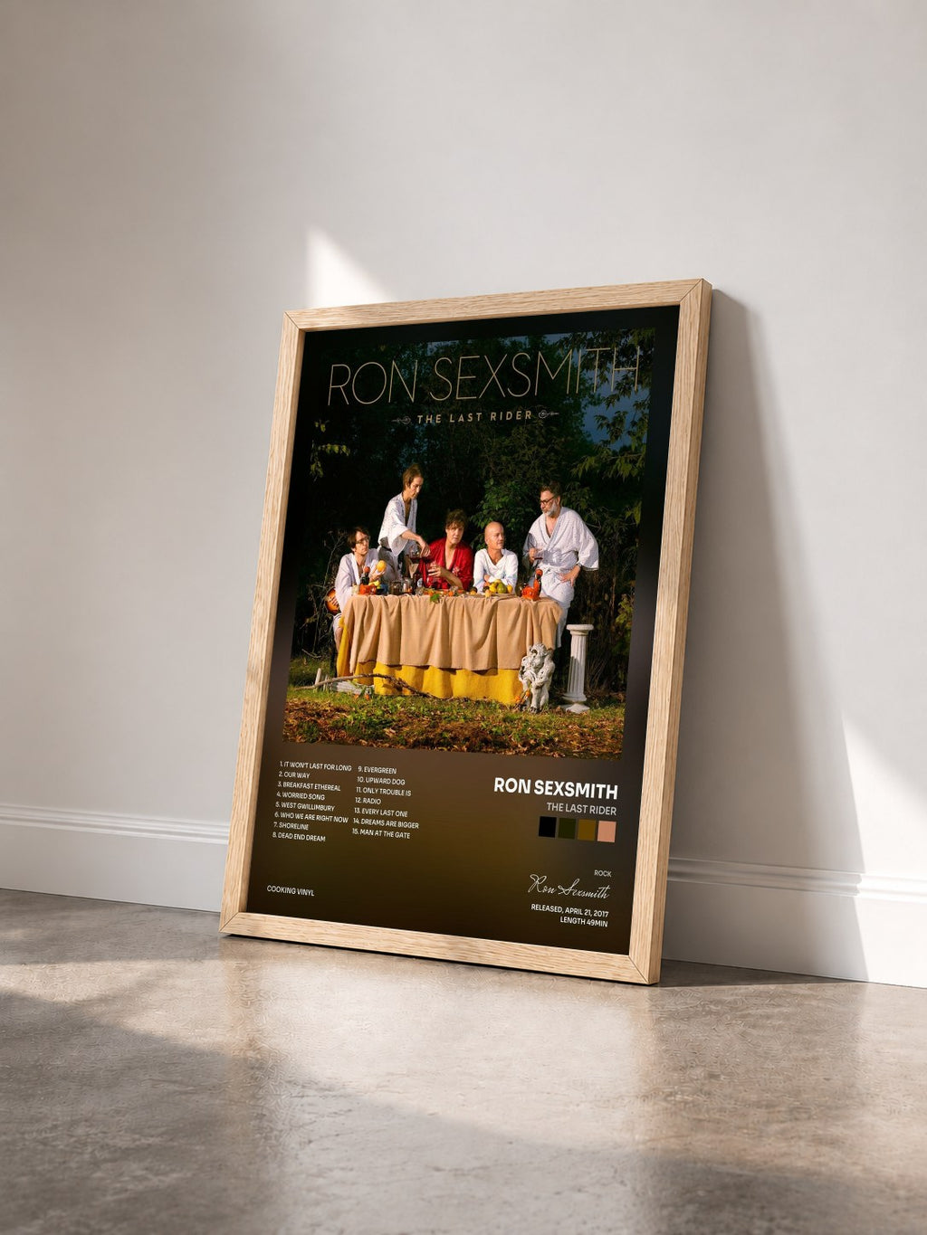 #bois Tableau de l'album The Last Rider de Ron Sexsmith vu de trois quarts, cadre en bois brut