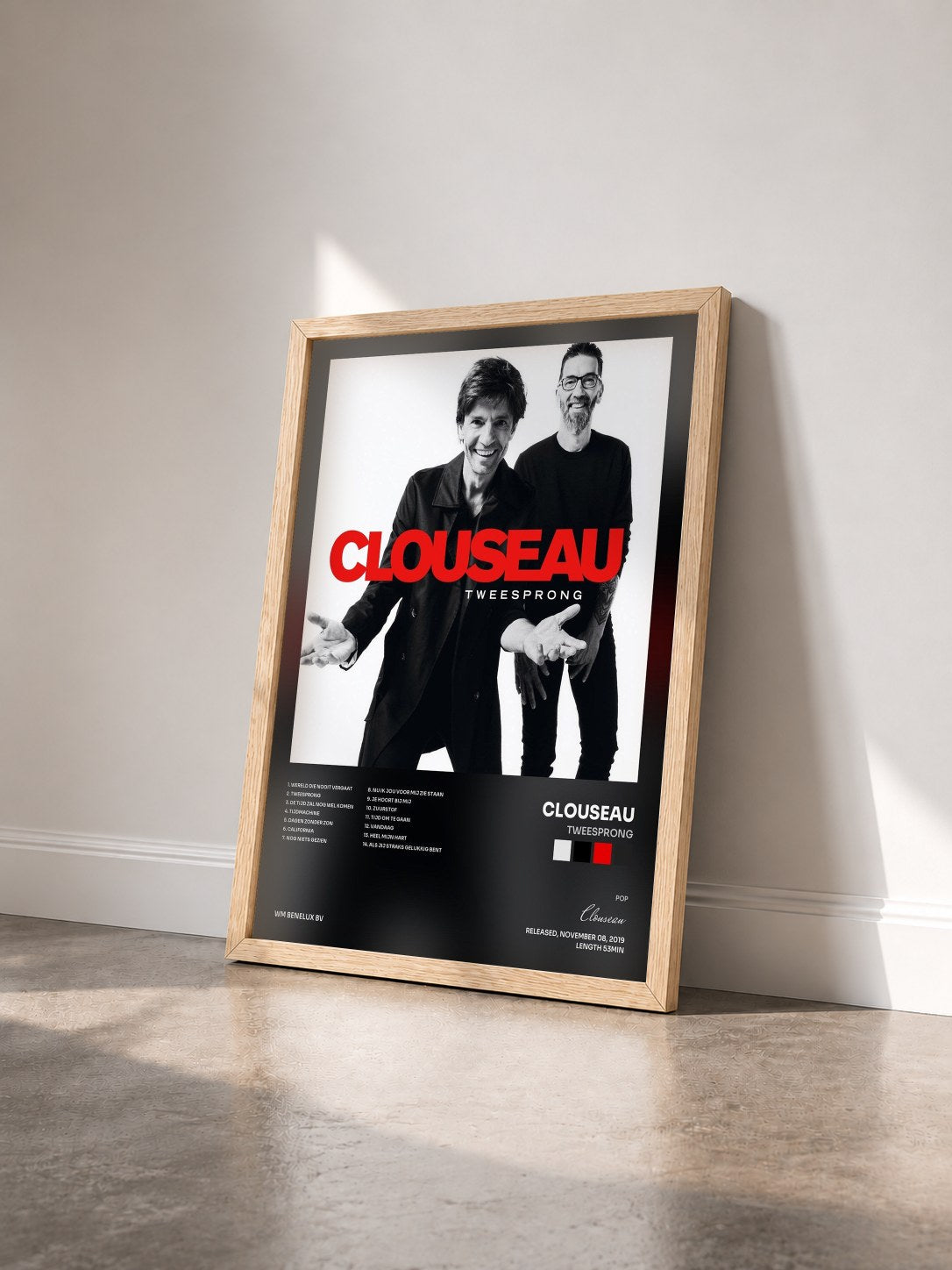 #bois Tableau de l'album Tweesprong de Clouseau vu de trois quarts, cadre en bois brut