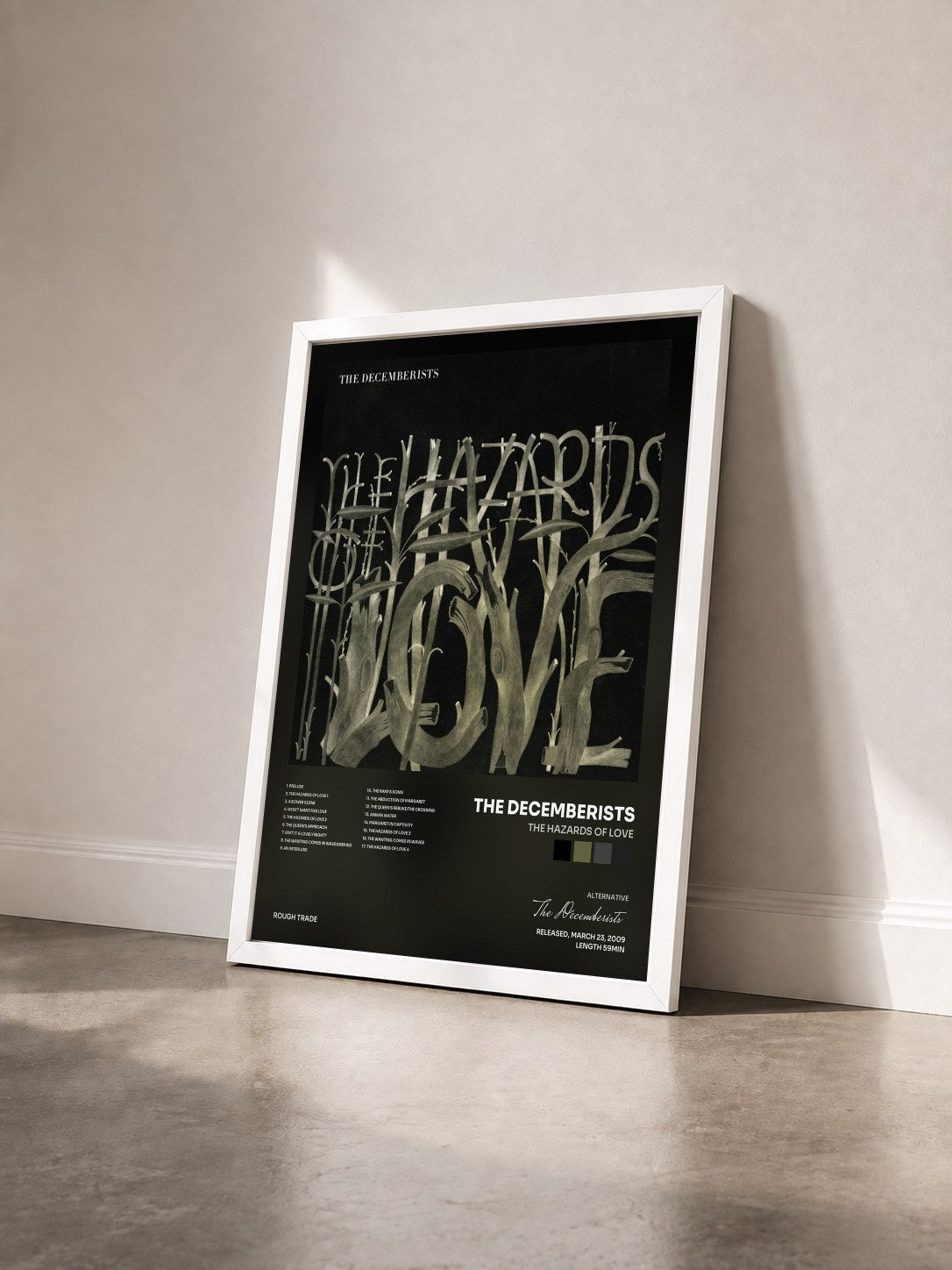 #blanc Tableau de l'album The Hazards of Love de The Decemberists vu de trois quarts, cadre blanc