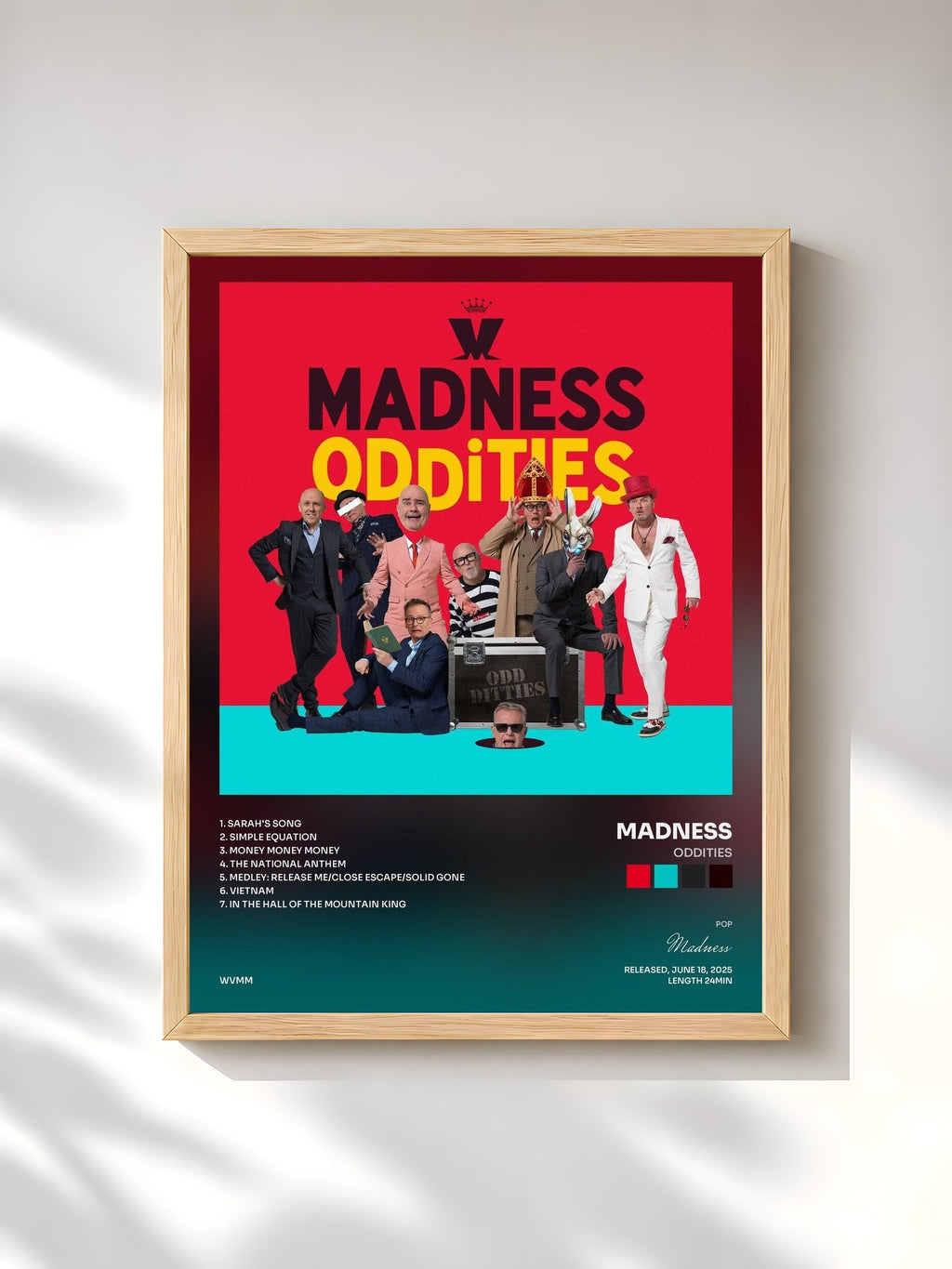 #bois Tableau de l'album Oddities de Madness, cadre en bois brut, imprimé et encadré en France