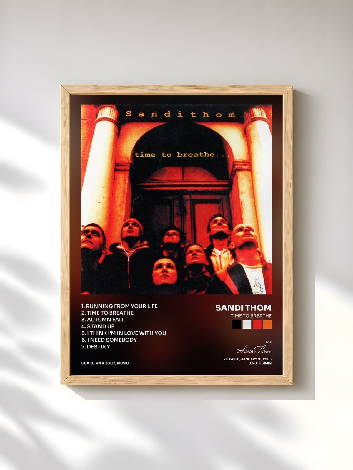 #bois Tableau de l'album Time to Breathe de Sandi Thom, cadre en bois brut, imprimé et encadré en France