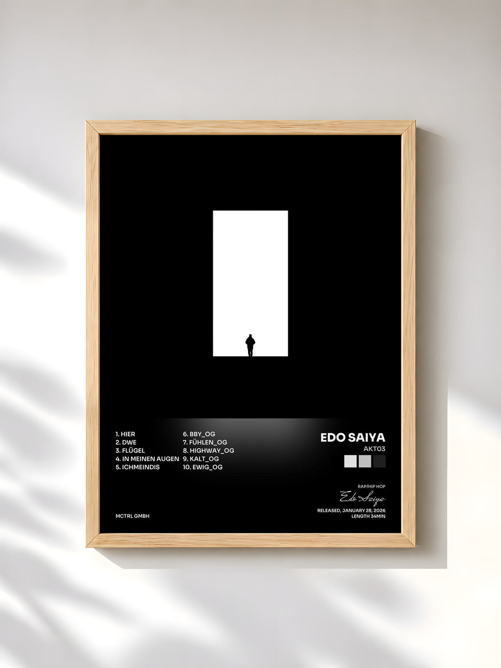 #bois Tableau de l'album AKT03 de Edo Saiya, cadre en bois brut, imprimé et encadré en France