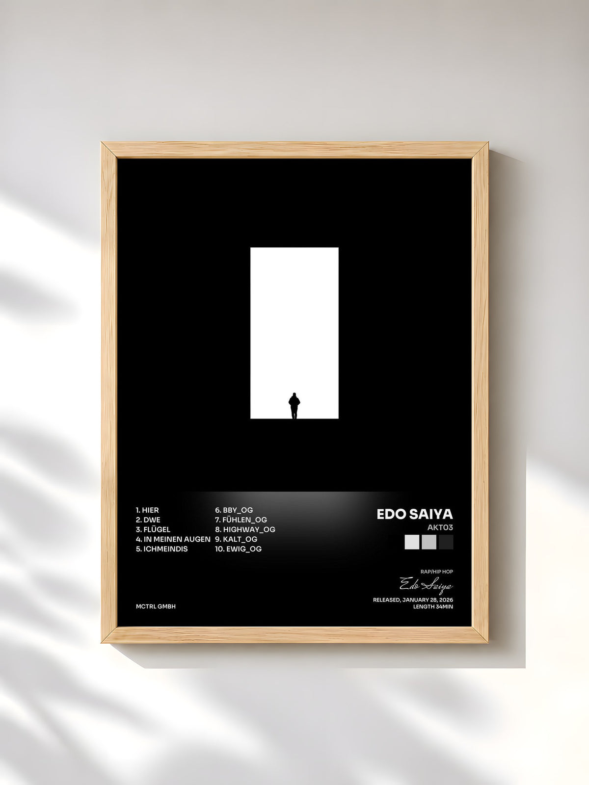 #bois Tableau de l'album AKT03 de Edo Saiya, cadre en bois brut, imprimé et encadré en France