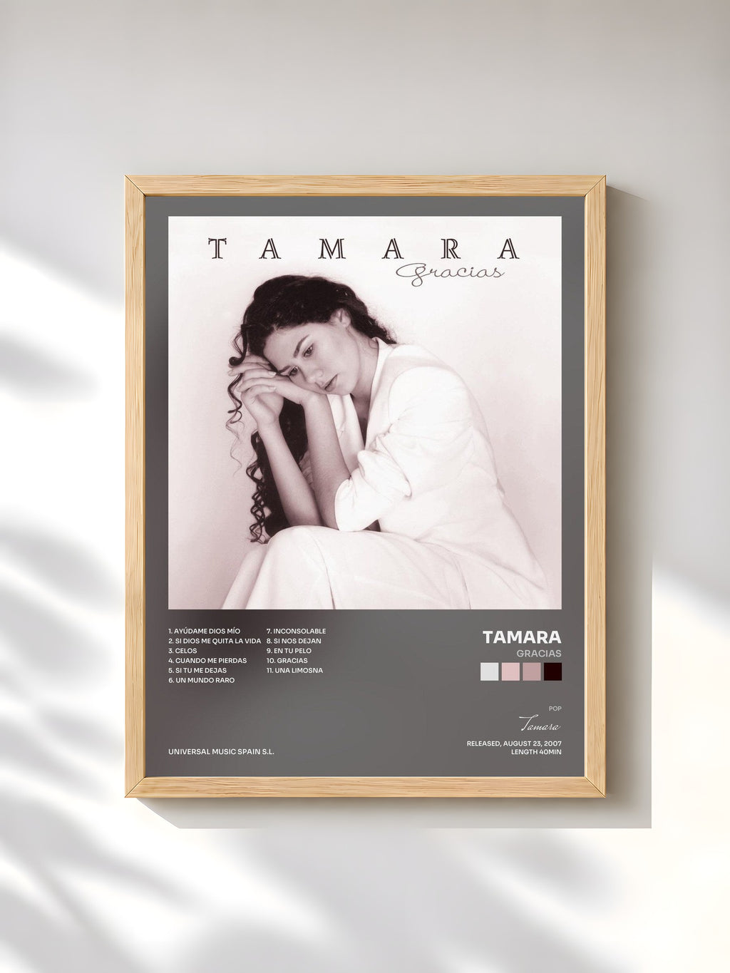 #bois Tableau de l'album Gracias de Tamara, cadre en bois brut, imprimé et encadré en France