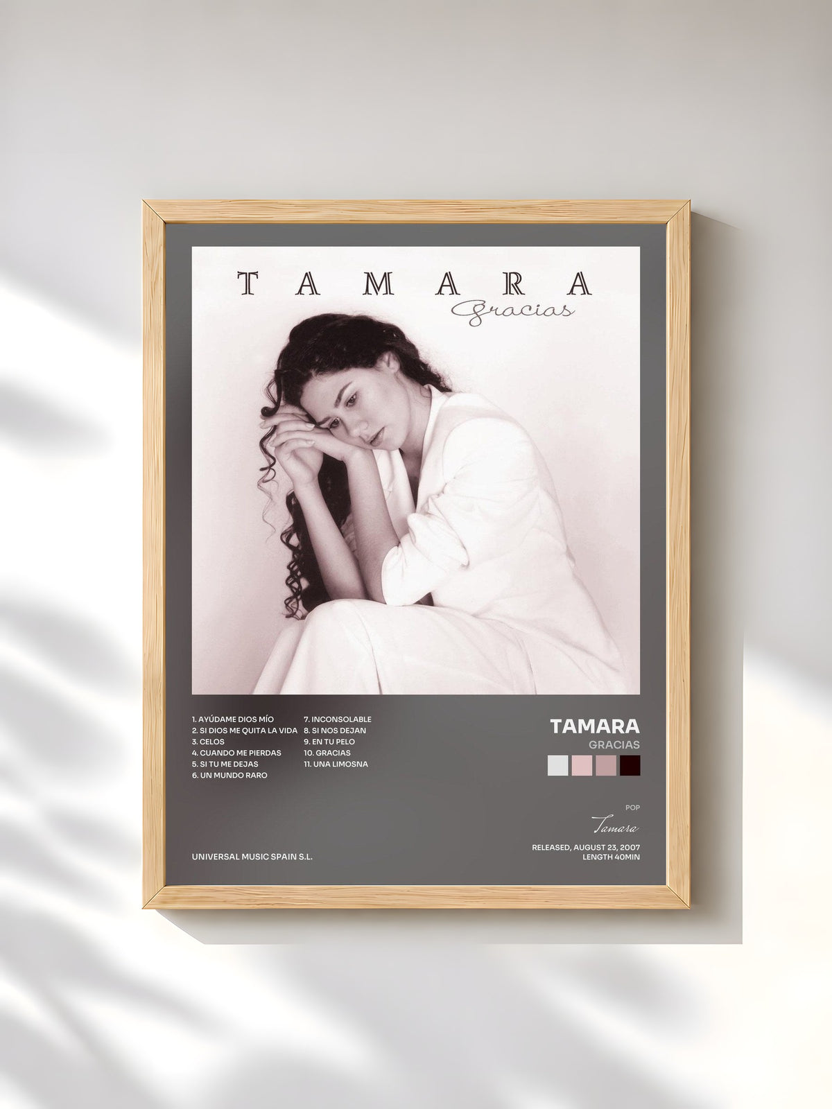#bois Tableau de l'album Gracias de Tamara, cadre en bois brut, imprimé et encadré en France