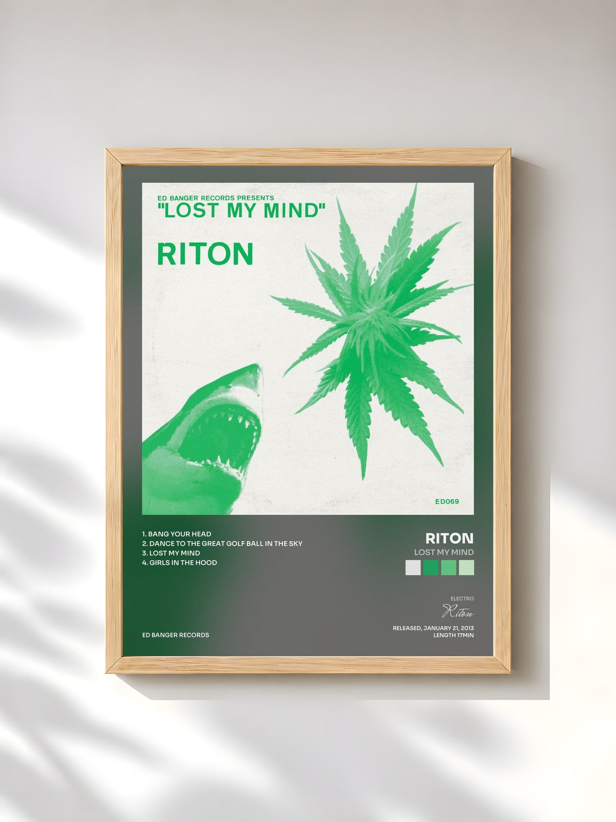 #bois Tableau de l'album Lost My Mind de Riton, cadre en bois brut, imprimé et encadré en France