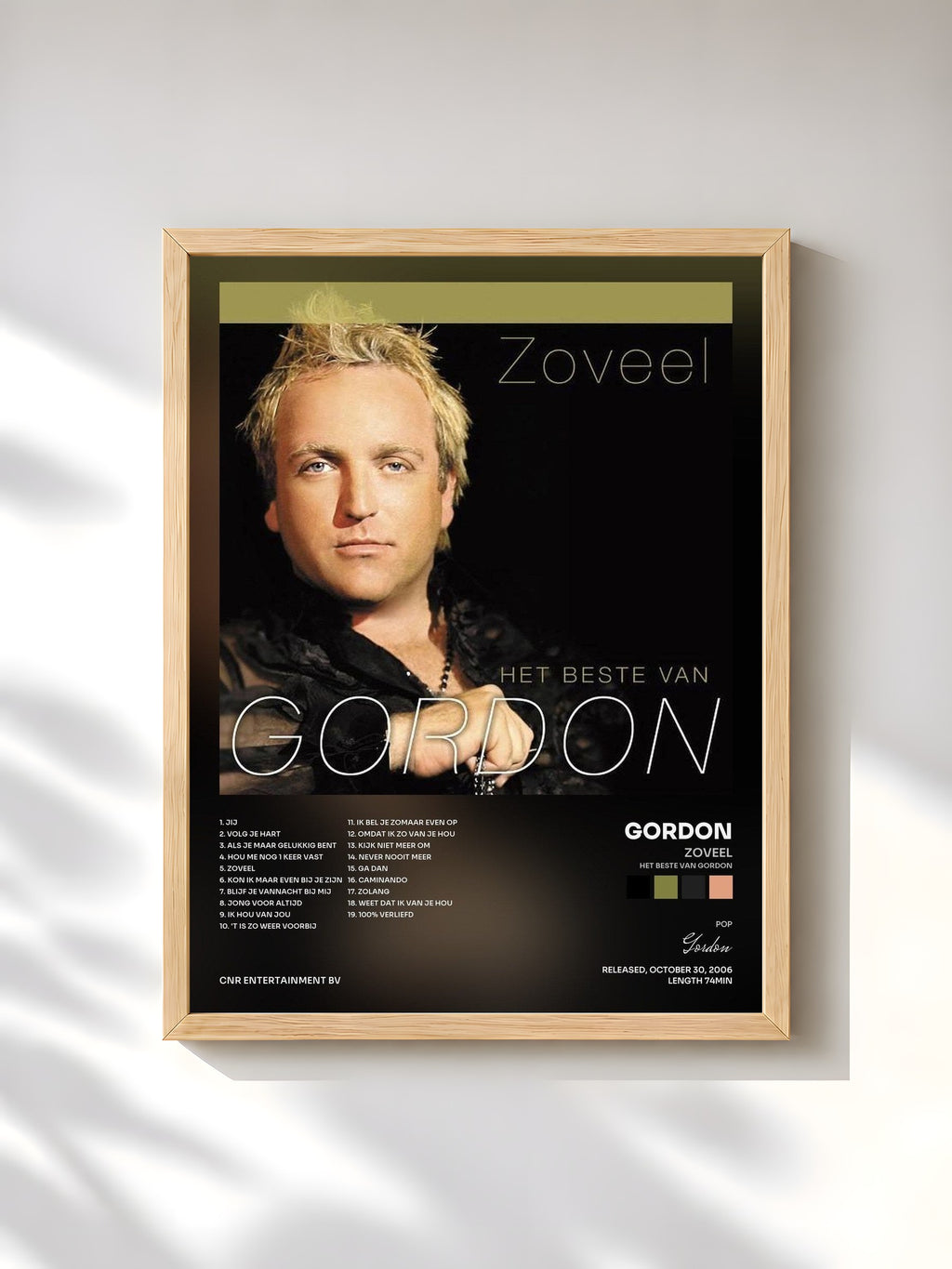 #bois Tableau de l'album Zoveel (Het beste van Gordon) de Gordon, cadre en bois brut, imprimé et encadré en France