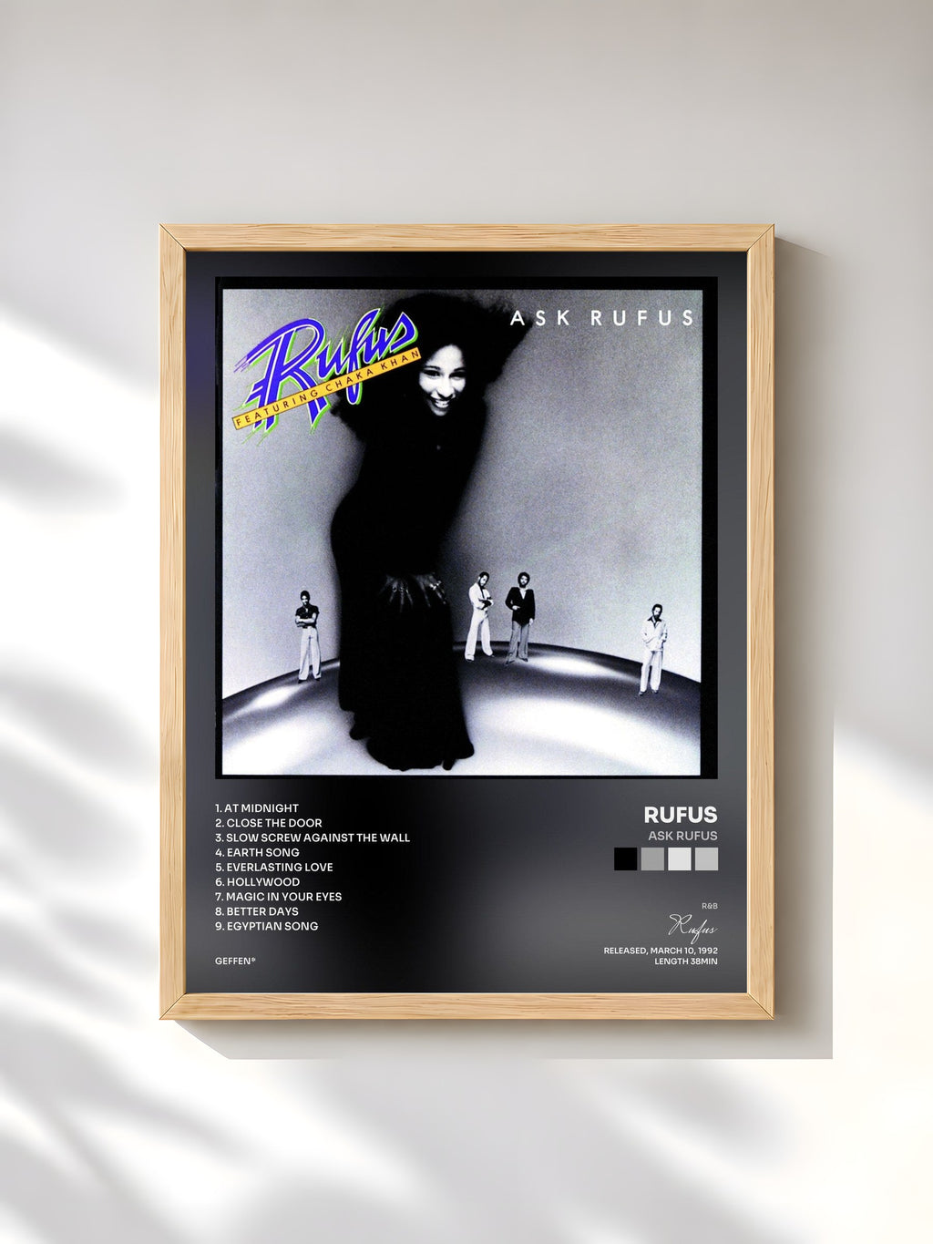 #bois Tableau de l'album Ask Rufus de Rufus, cadre en bois brut, imprimé et encadré en France
