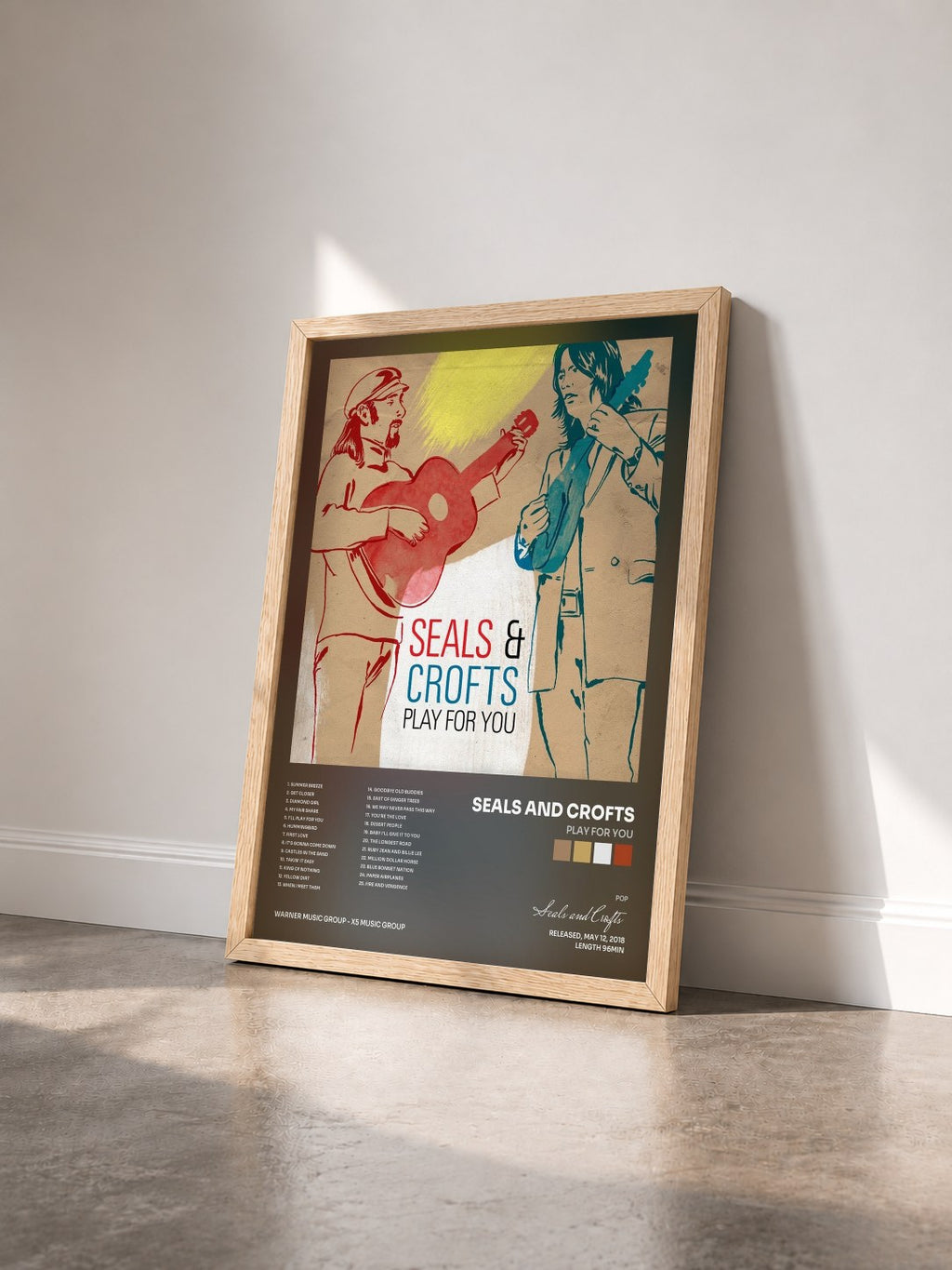#bois Tableau de l'album Play For You de Seals and Crofts vu de trois quarts, cadre en bois brut