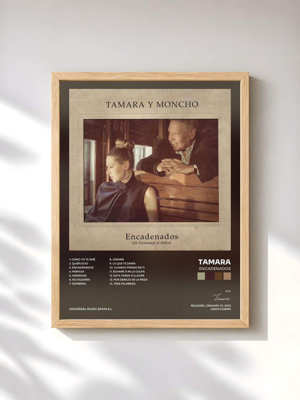 #bois Tableau de l'album Encadenados de Tamara, cadre en bois brut, imprimé et encadré en France