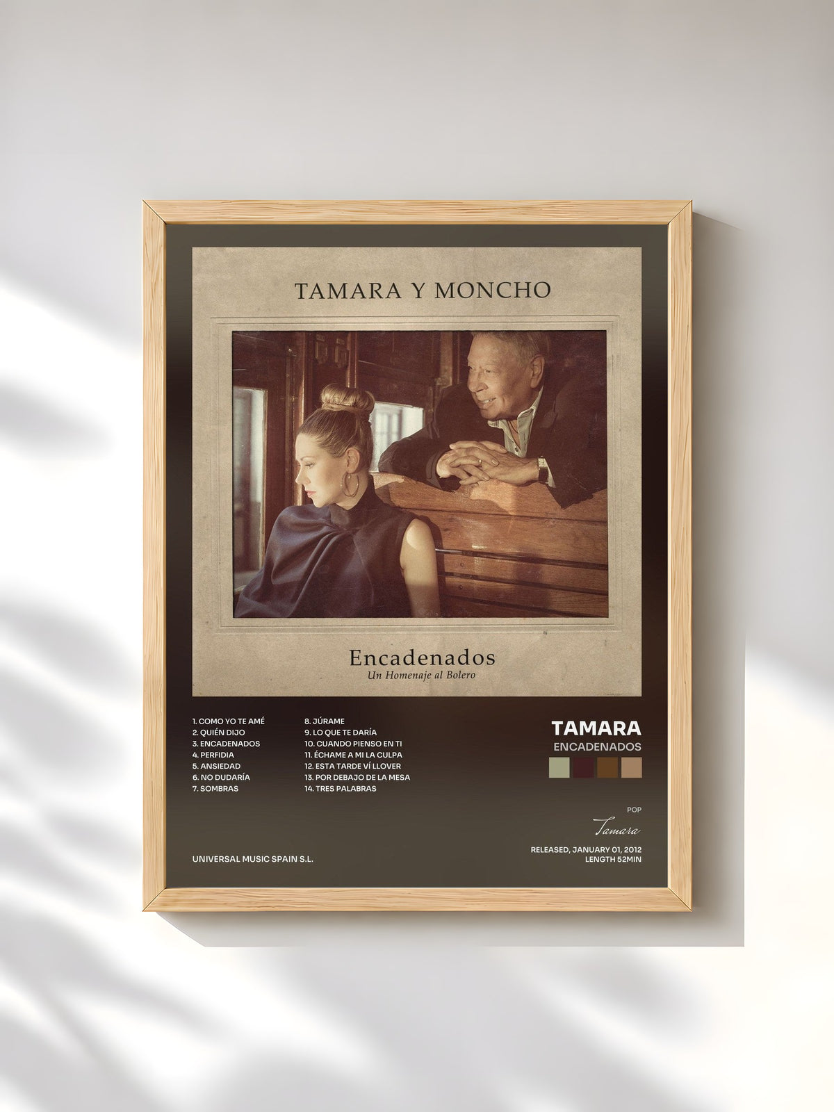 #bois Tableau de l'album Encadenados de Tamara, cadre en bois brut, imprimé et encadré en France