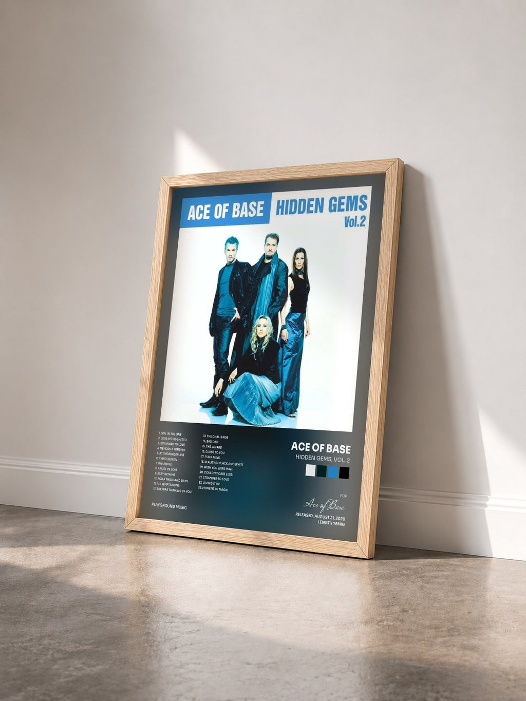 #bois Tableau de l'album Hidden Gems, Vol. 2 de Ace of Base vu de trois quarts, cadre en bois brut