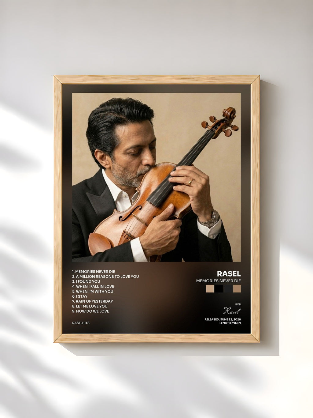 #bois Tableau de l'album Memories Never Die de Rasel, cadre en bois brut, imprimé et encadré en France