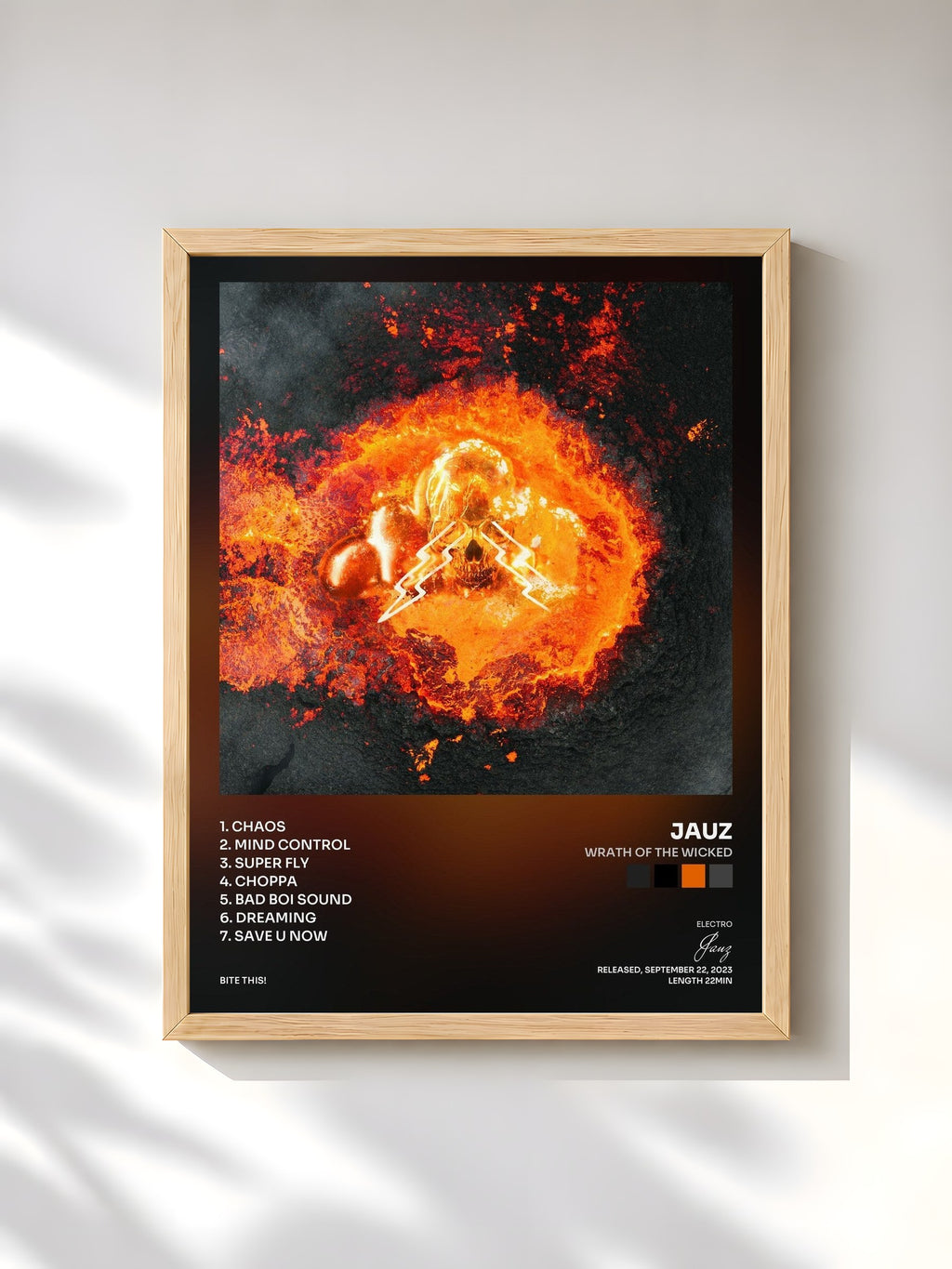 #bois Tableau de l'album WRATH OF THE WICKED de Jauz, cadre en bois brut, imprimé et encadré en France