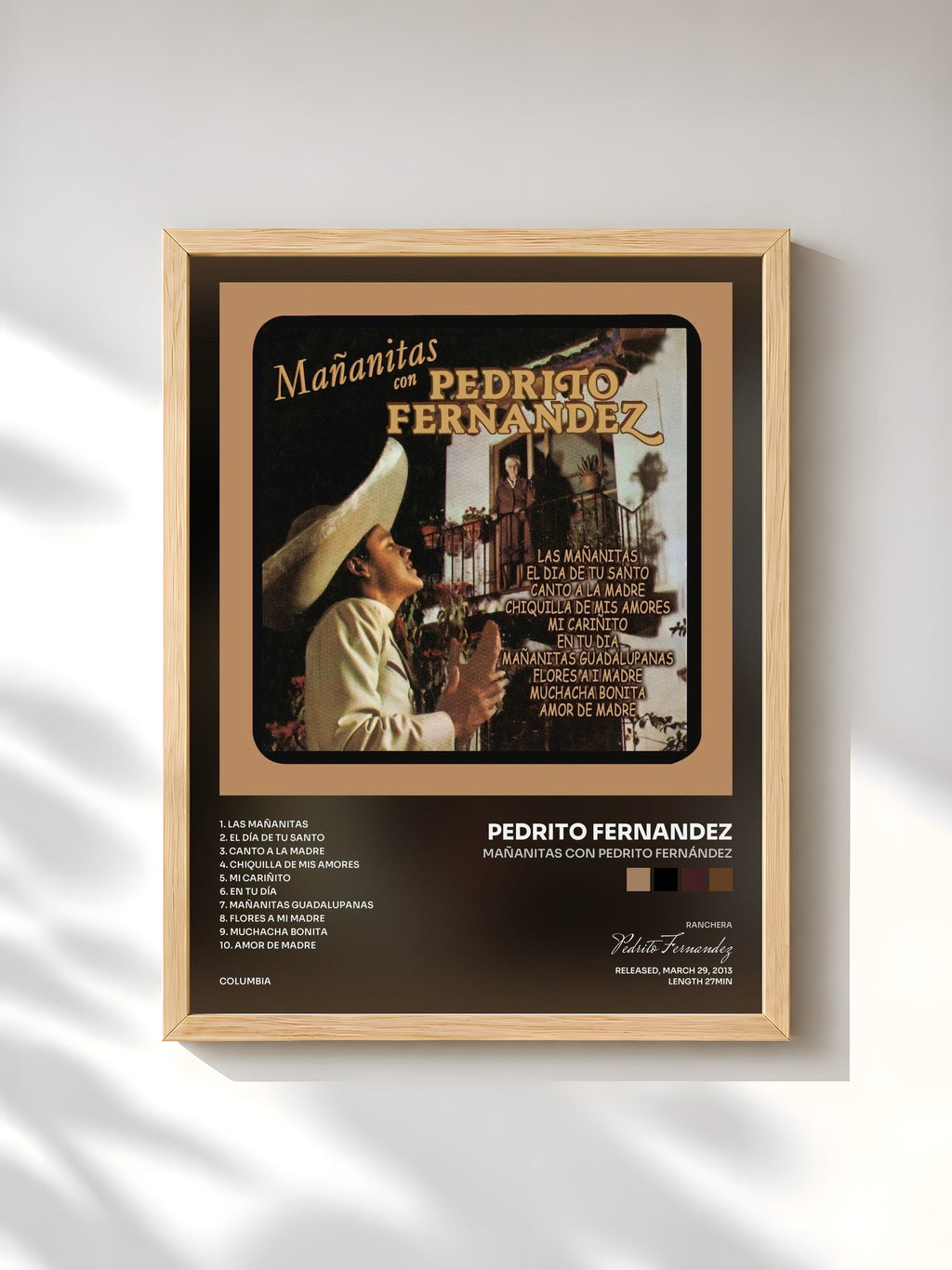 #bois Tableau de l'album Mañanitas Con Pedrito Fernández de Pedrito Fernandez, cadre en bois brut, imprimé et encadré en France