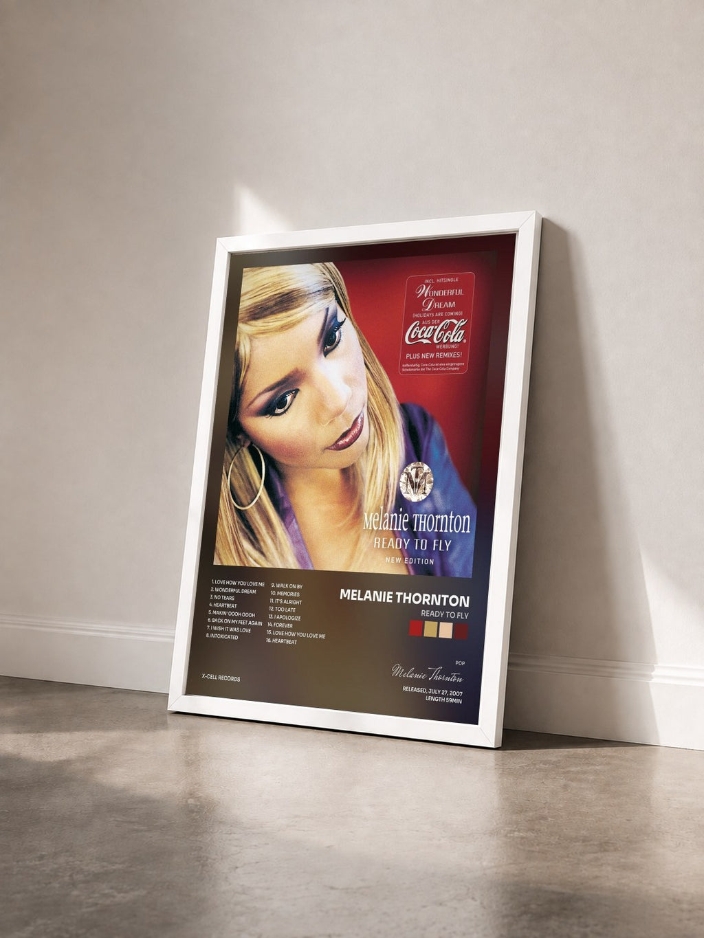 #blanc Tableau de l'album Ready To Fly de Melanie Thornton vu de trois quarts, cadre blanc