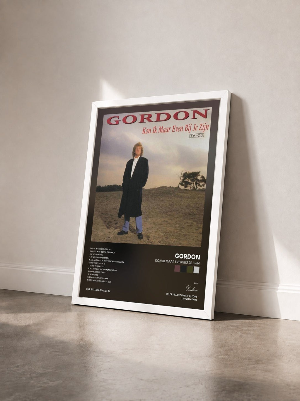 #blanc Tableau de l'album Kon ik maar even bij je zijn de Gordon vu de trois quarts, cadre blanc