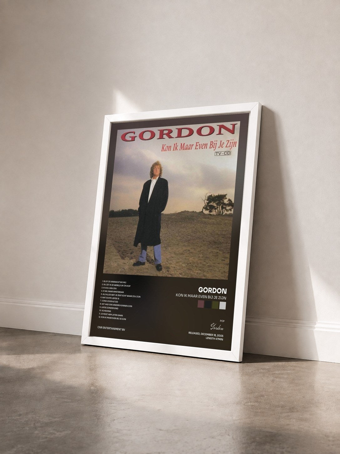 #blanc Tableau de l'album Kon ik maar even bij je zijn de Gordon vu de trois quarts, cadre blanc