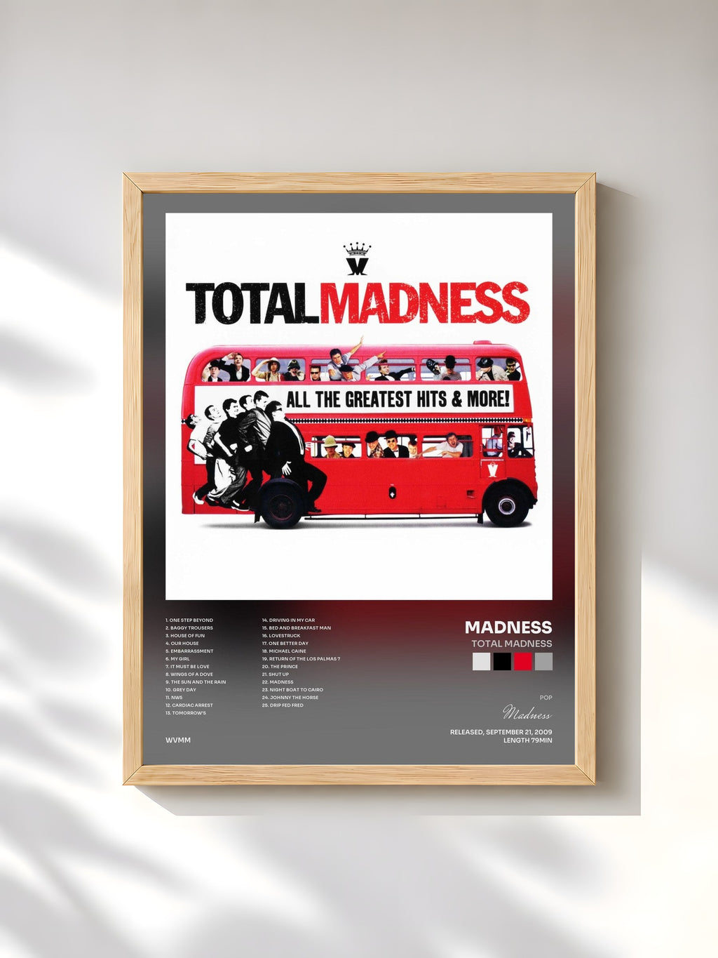 #bois Tableau de l'album Total Madness de Madness, cadre en bois brut, imprimé et encadré en France