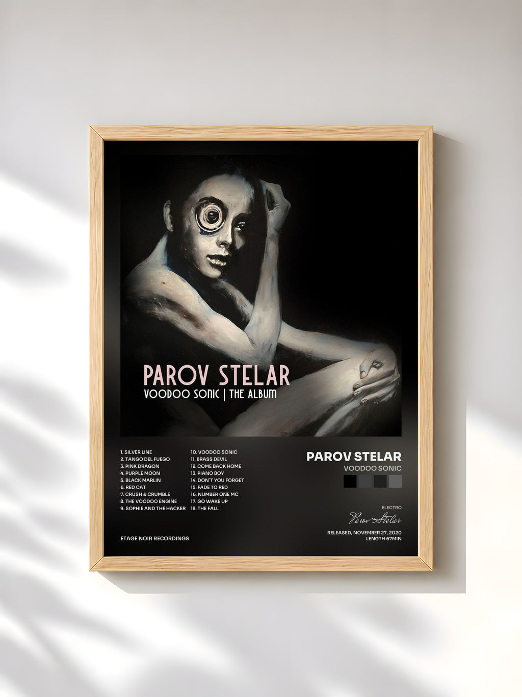 #bois Tableau de l'album Voodoo Sonic de Parov Stelar, cadre en bois brut, imprimé et encadré en France