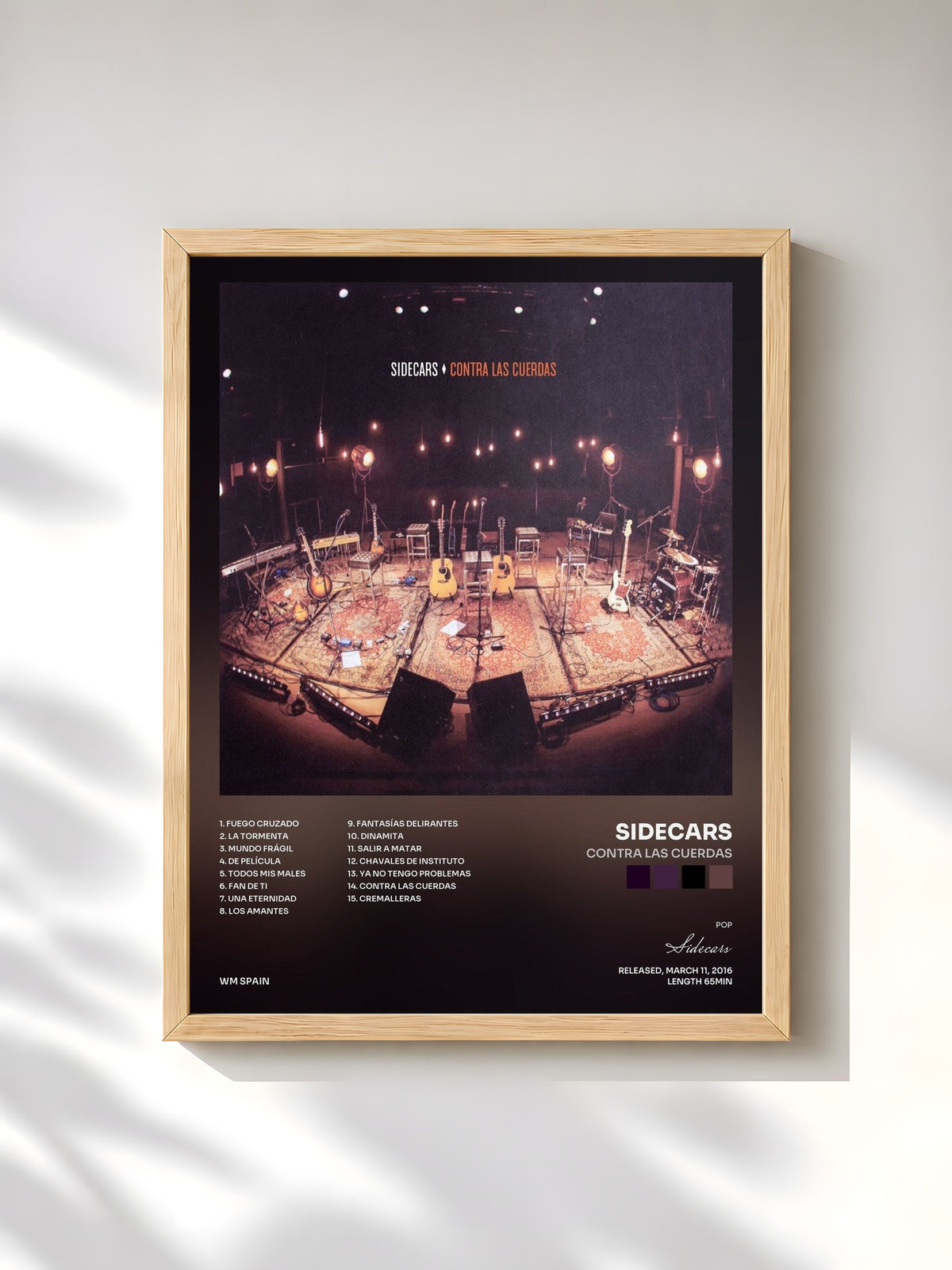 #bois Tableau de l'album Contra las cuerdas de Sidecars, cadre en bois brut, imprimé et encadré en France