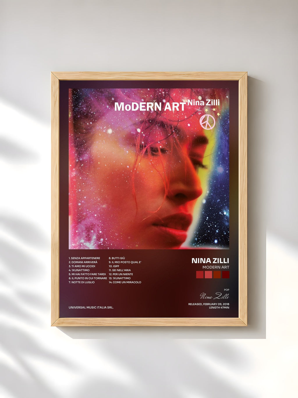 #bois Tableau de l'album Modern Art de Nina Zilli, cadre en bois brut, imprimé et encadré en France