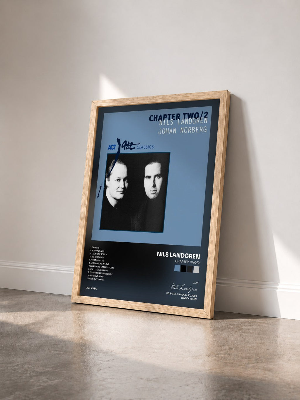 #bois Tableau de l'album Chapter Two/2 de Nils Landgren vu de trois quarts, cadre en bois brut