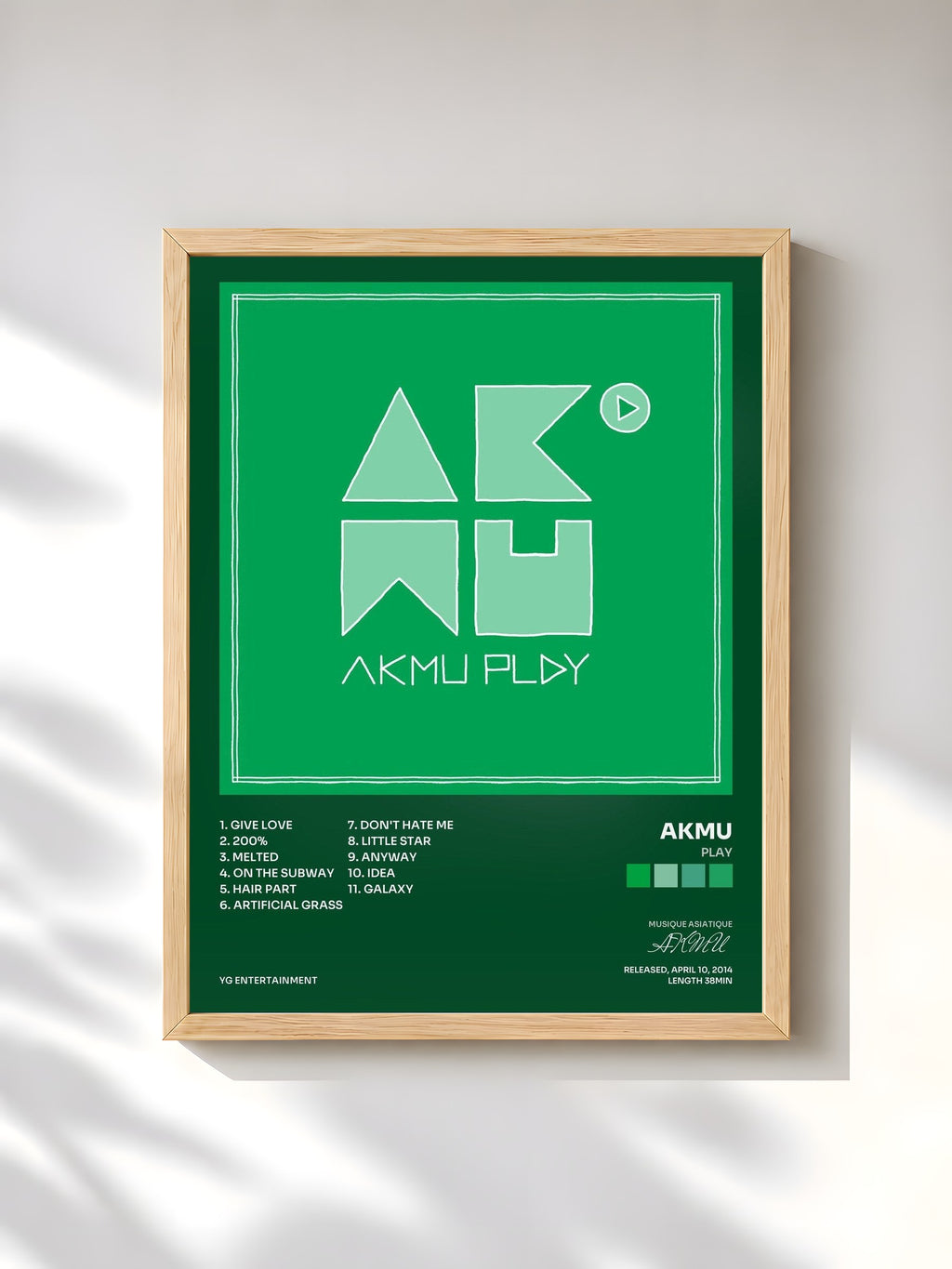 #bois Tableau de l'album PLAY de AKMU, cadre en bois brut, imprimé et encadré en France