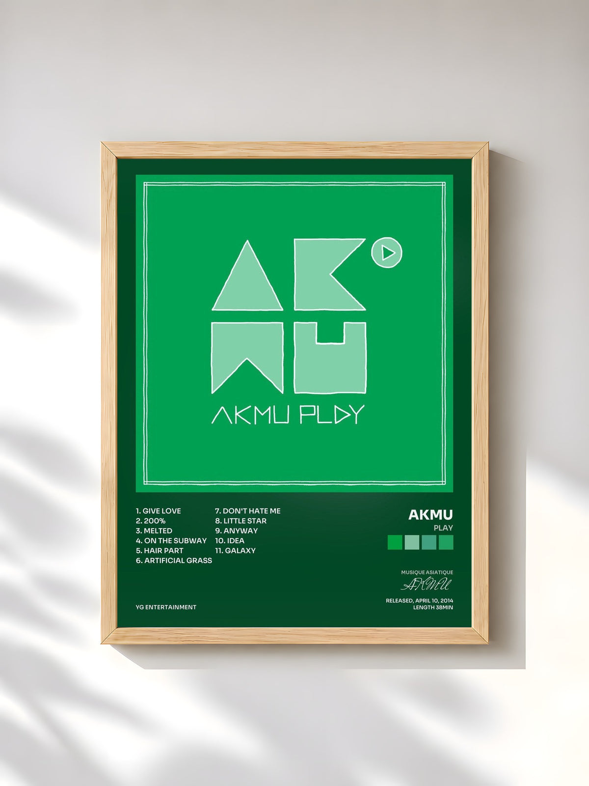 #bois Tableau de l'album PLAY de AKMU, cadre en bois brut, imprimé et encadré en France