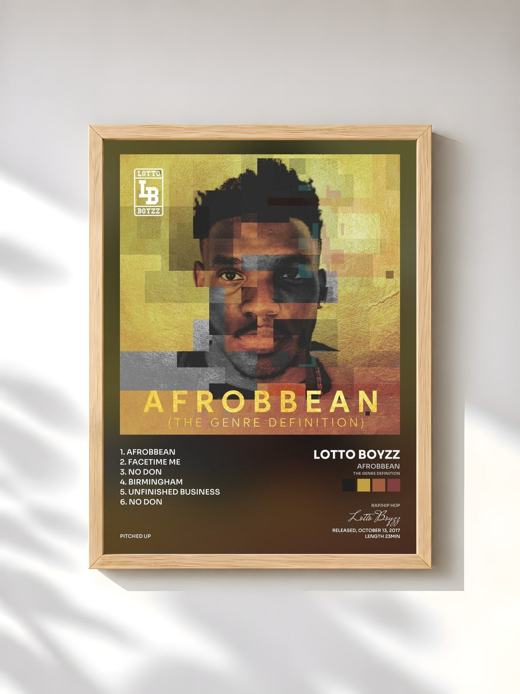 #bois Tableau de l'album Afrobbean (The Genre Definition) EP de Lotto Boyzz, cadre en bois brut, imprimé et encadré en France