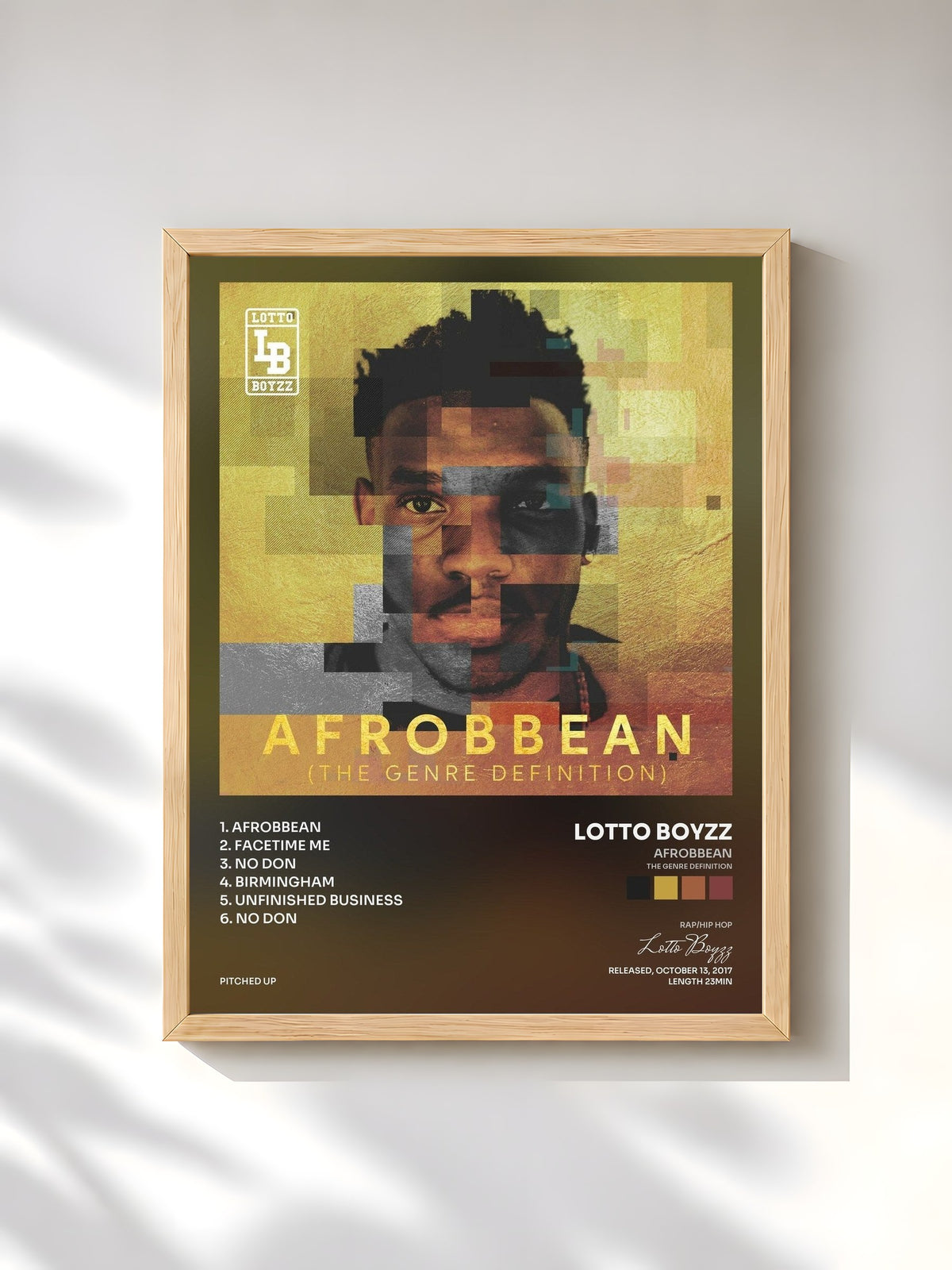 #bois Tableau de l'album Afrobbean (The Genre Definition) EP de Lotto Boyzz, cadre en bois brut, imprimé et encadré en France