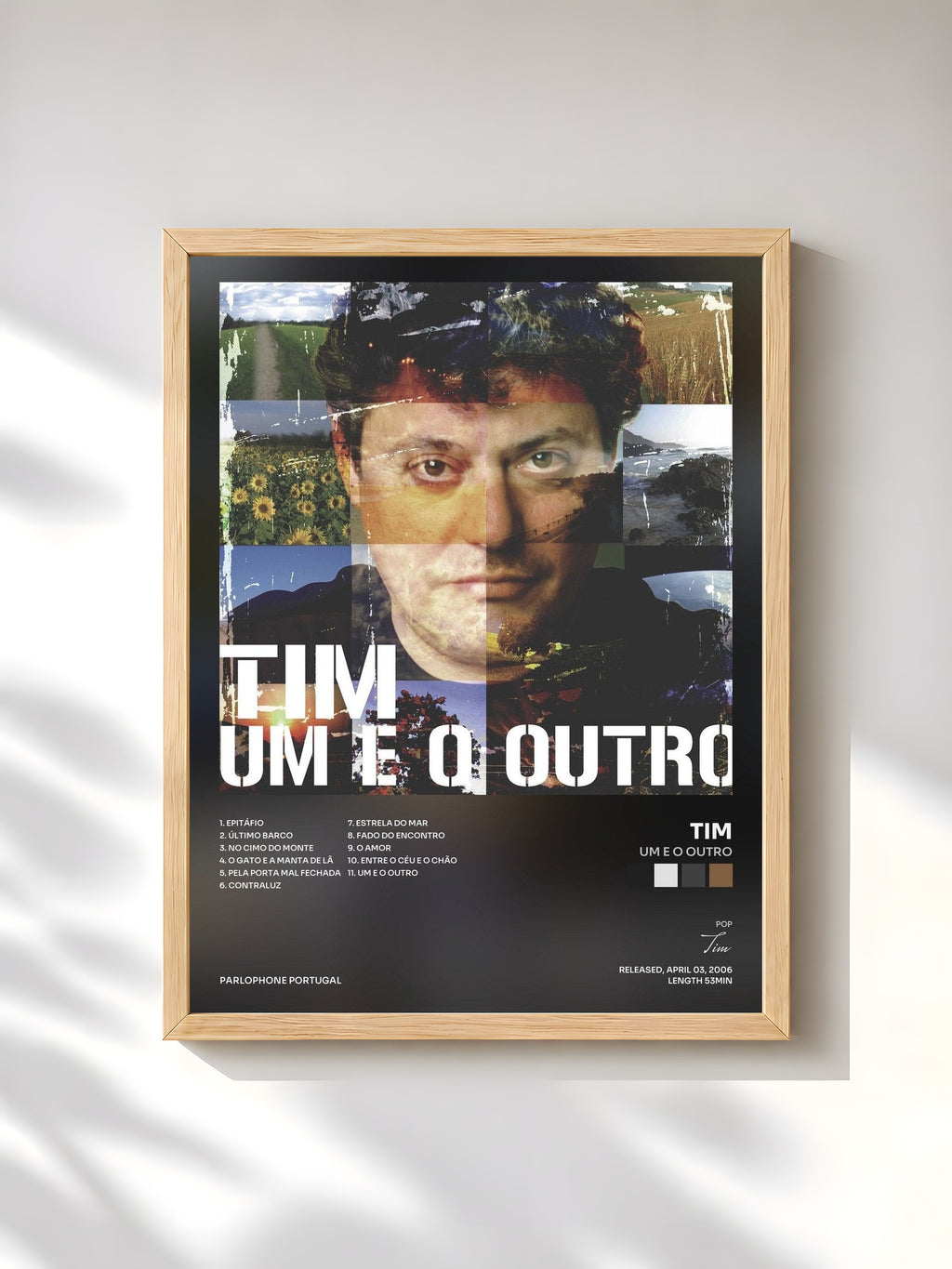 #bois Tableau de l'album Um E O Outro de Tim, cadre en bois brut, imprimé et encadré en France