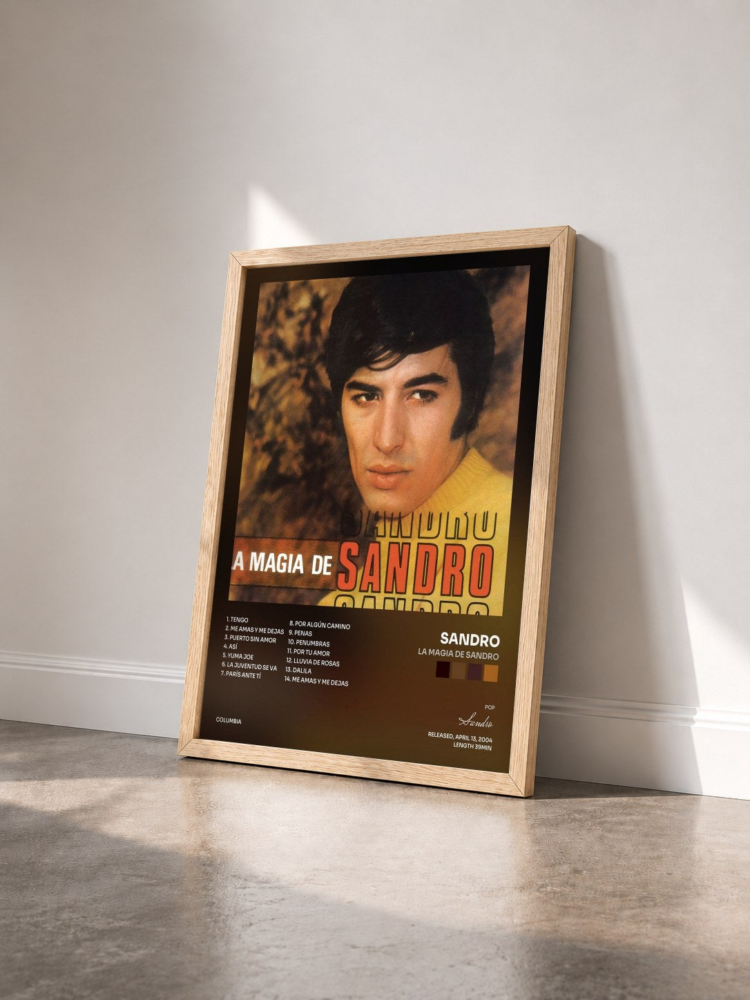 #bois Tableau de l'album La Magia de Sandro de Sandro vu de trois quarts, cadre en bois brut