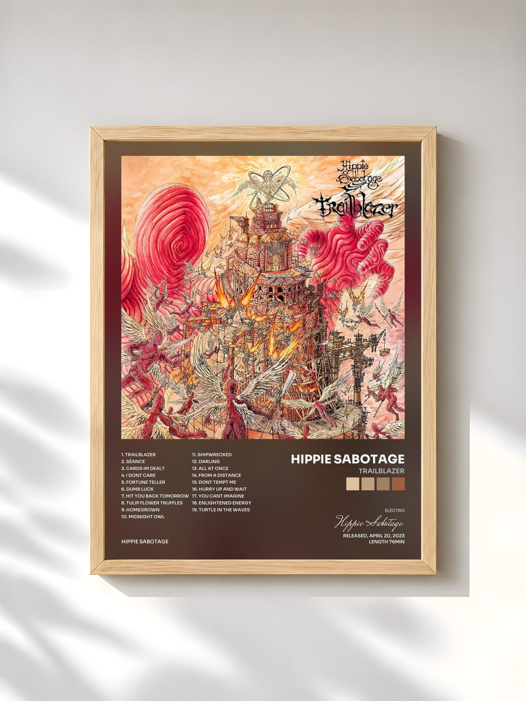 #bois Tableau de l'album Trailblazer de Hippie Sabotage, cadre en bois brut, imprimé et encadré en France
