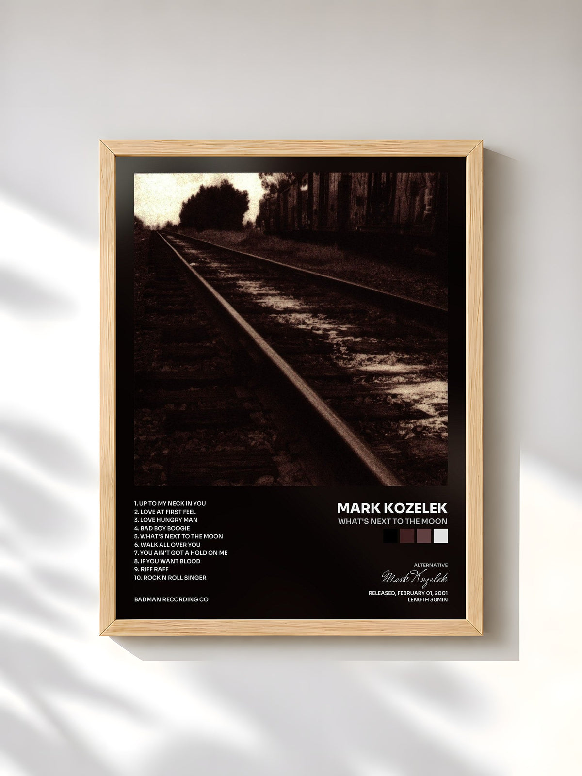 #bois Tableau de l'album What's Next To The Moon de Mark Kozelek, cadre en bois brut, imprimé et encadré en France