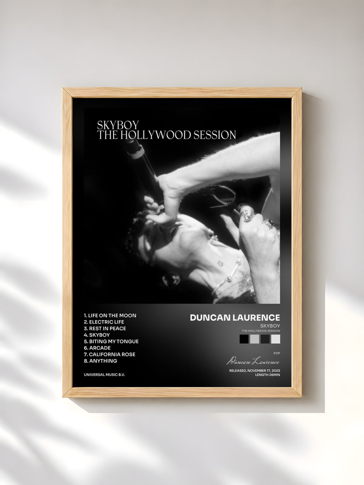 #bois Tableau de l'album SKYBOY (THE HOLLYWOOD SESSION) de Duncan Laurence, cadre en bois brut, imprimé et encadré en France