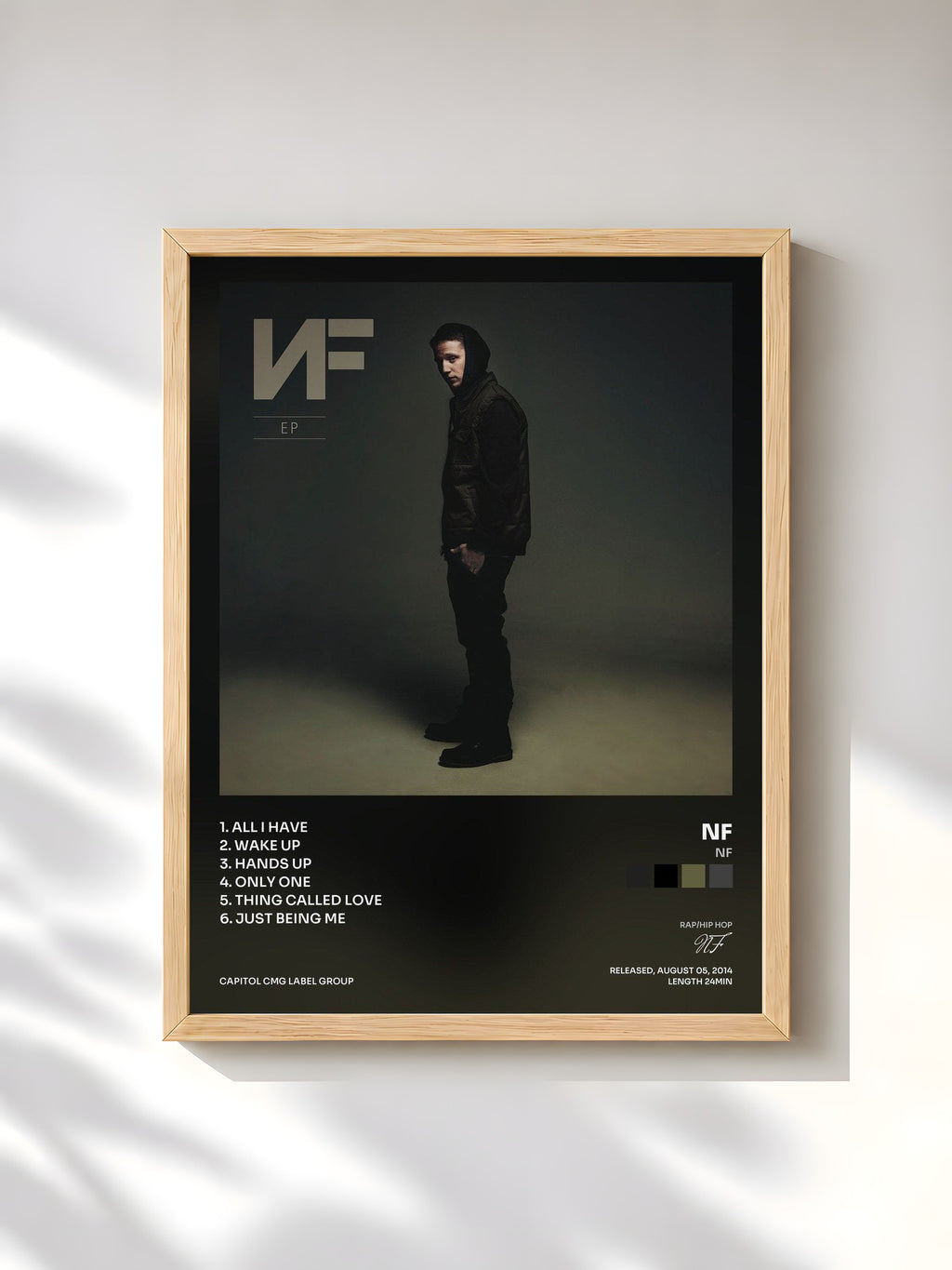#bois Tableau de l'album NF de NF, cadre en bois brut, imprimé et encadré en France
