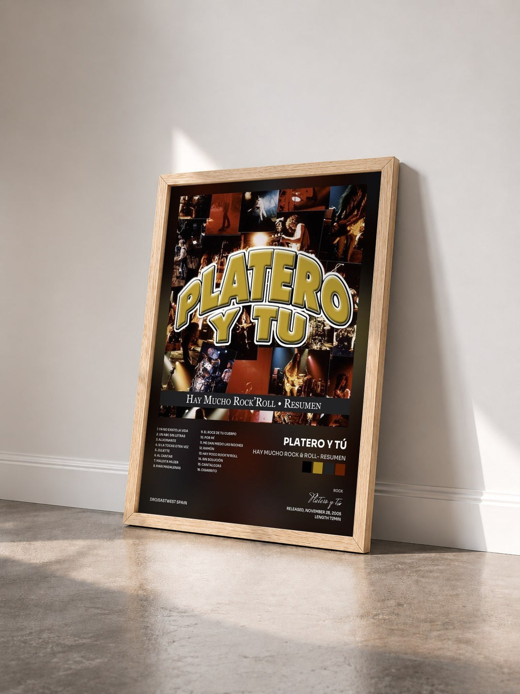 #bois Tableau de l'album Hay mucho Rock & Roll- Resumen de Platero y tú vu de trois quarts, cadre en bois brut