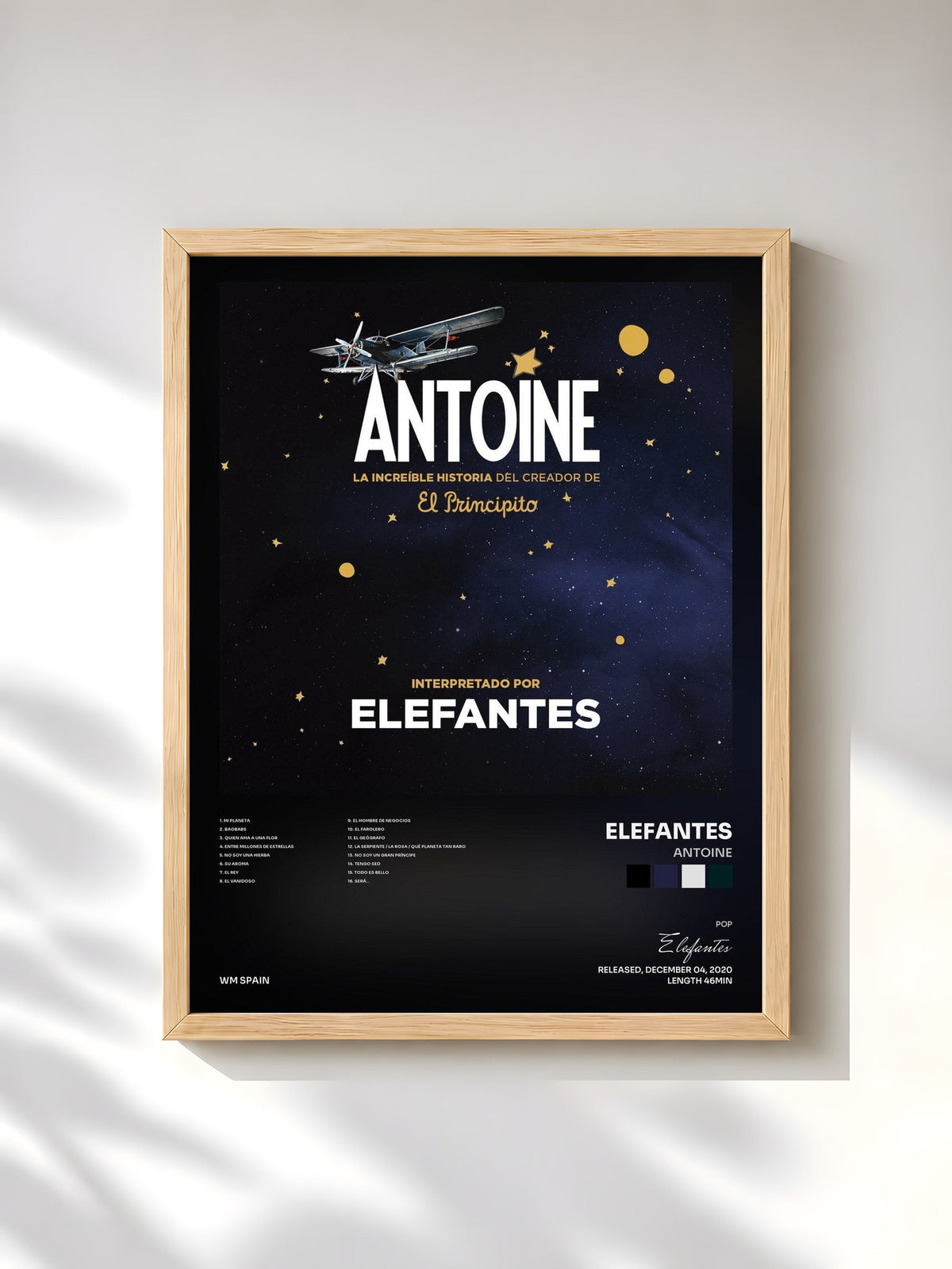 #bois Tableau de l'album Antoine de Elefantes, cadre en bois brut, imprimé et encadré en France