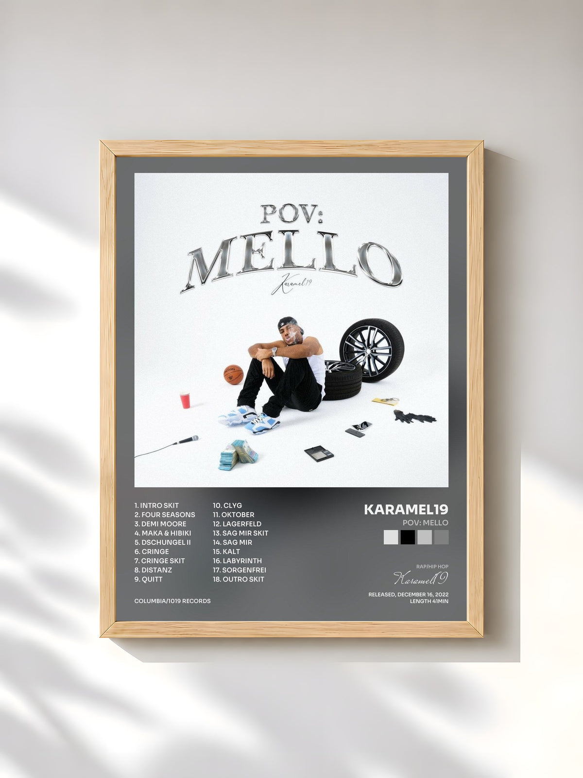 #bois Tableau de l'album POV: Mello de Karamel19, cadre en bois brut, imprimé et encadré en France