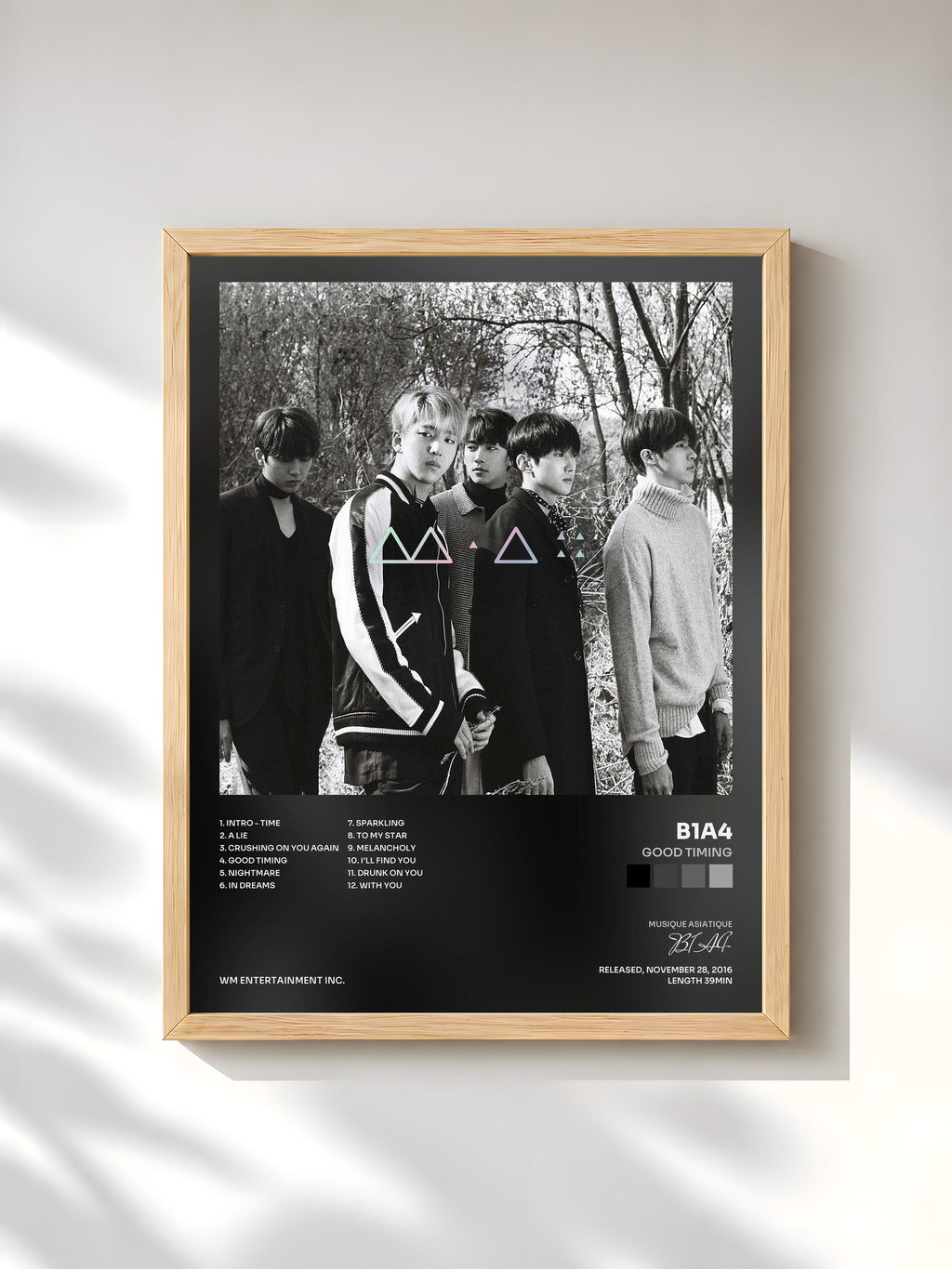 #bois Tableau de l'album GOOD TIMING de B1A4, cadre en bois brut, imprimé et encadré en France