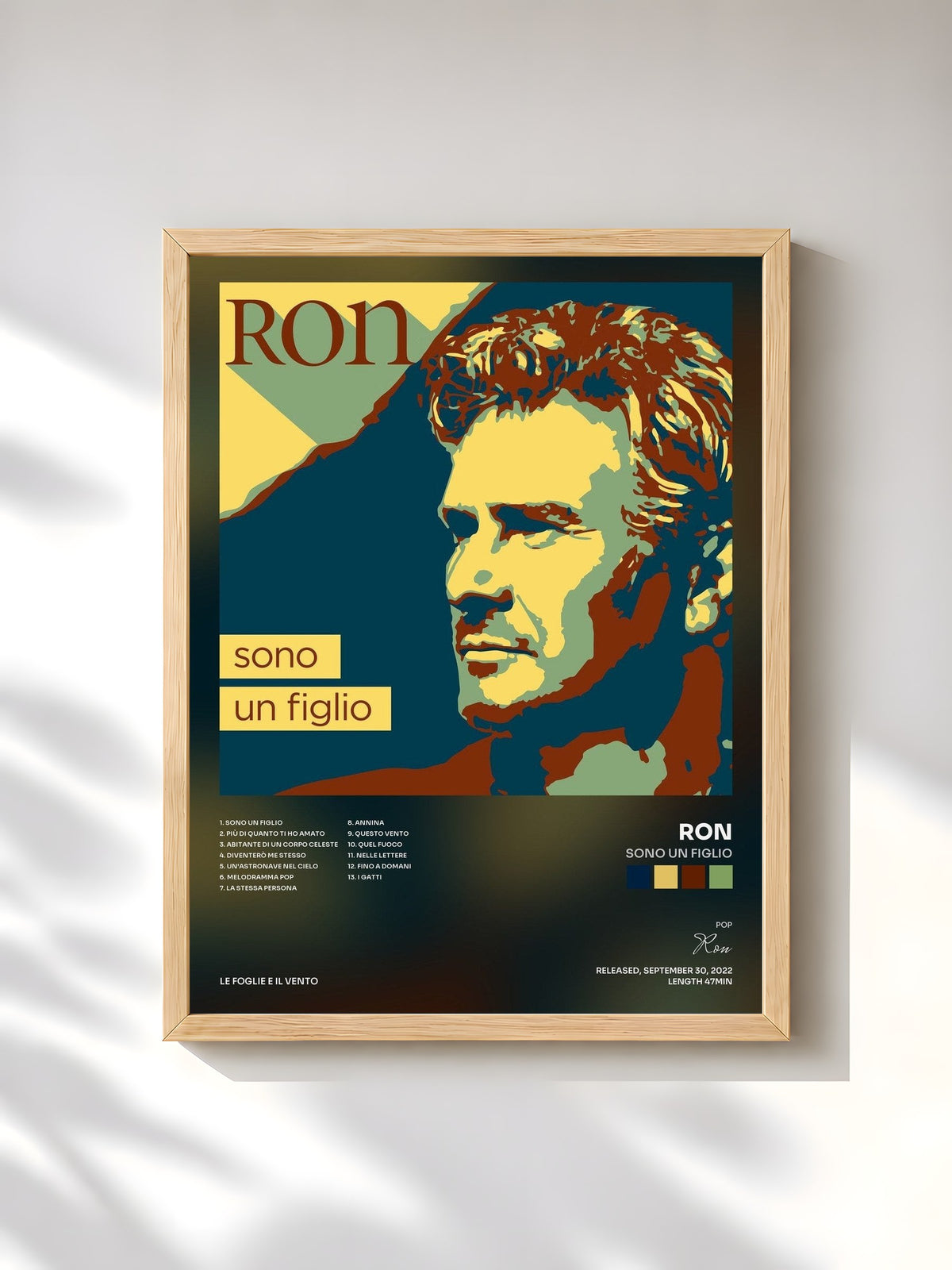 #bois Tableau de l'album Sono un figlio de Ron, cadre en bois brut, imprimé et encadré en France