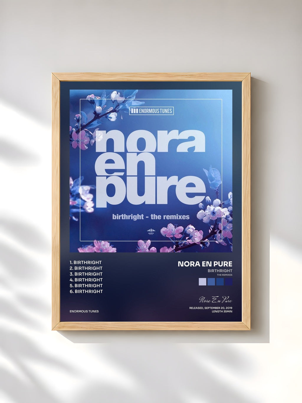 #bois Tableau de l'album Birthright (The Remixes) de Nora En Pure, cadre en bois brut, imprimé et encadré en France