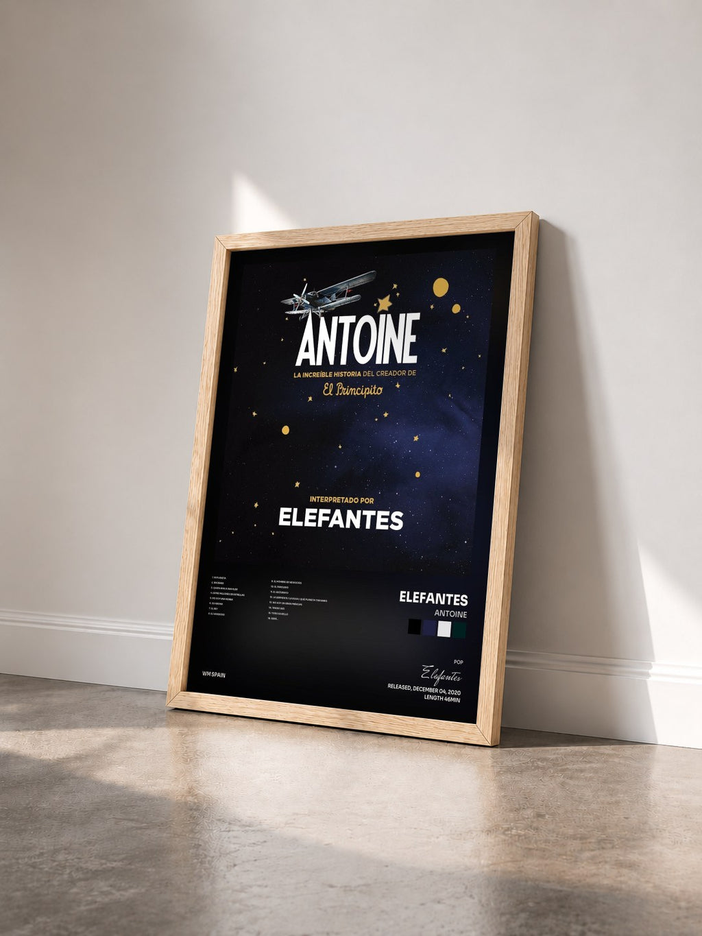 #bois Tableau de l'album Antoine de Elefantes vu de trois quarts, cadre en bois brut